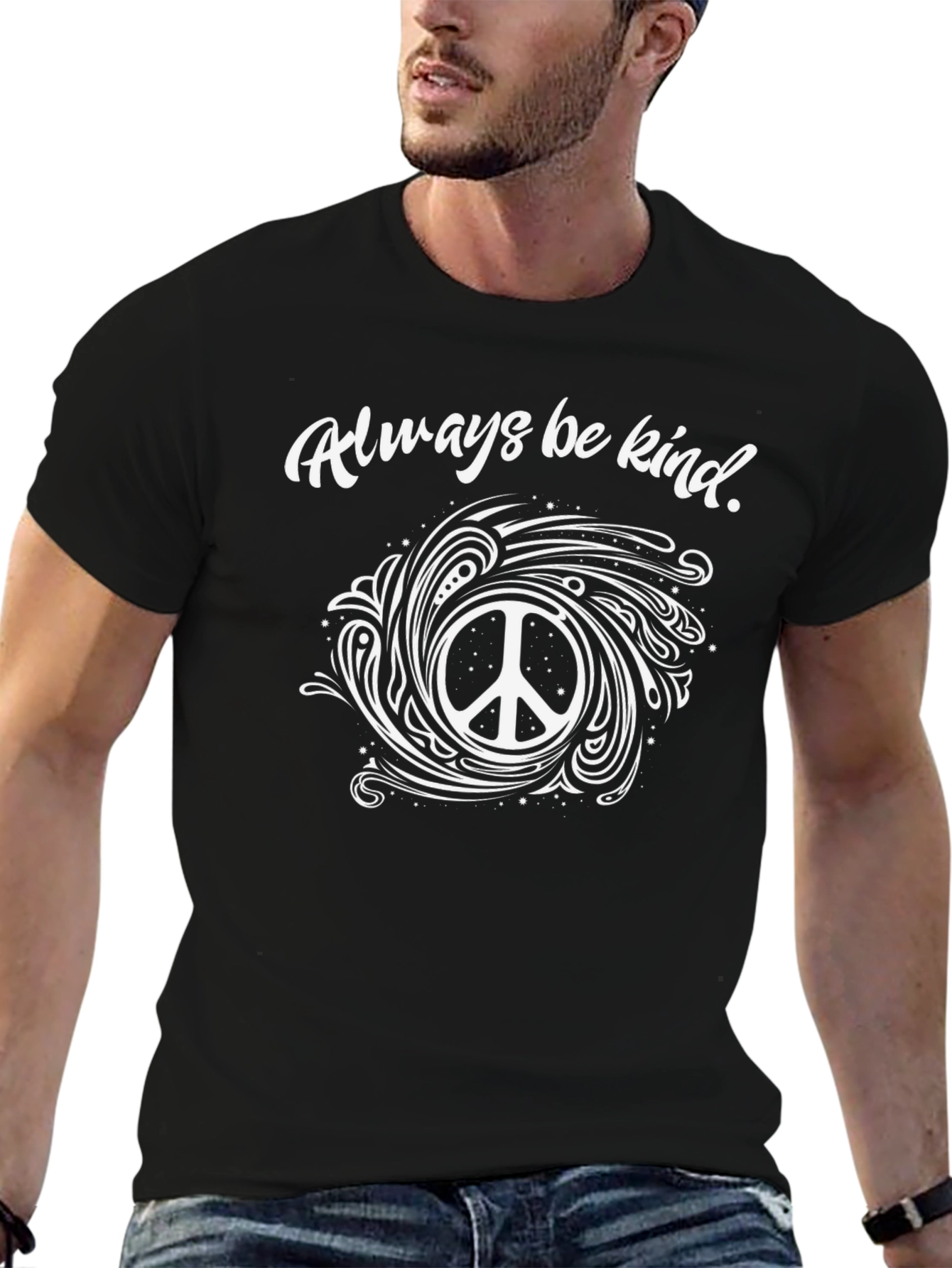 Always Be Kind Peace Sign Graphic Tee - Black