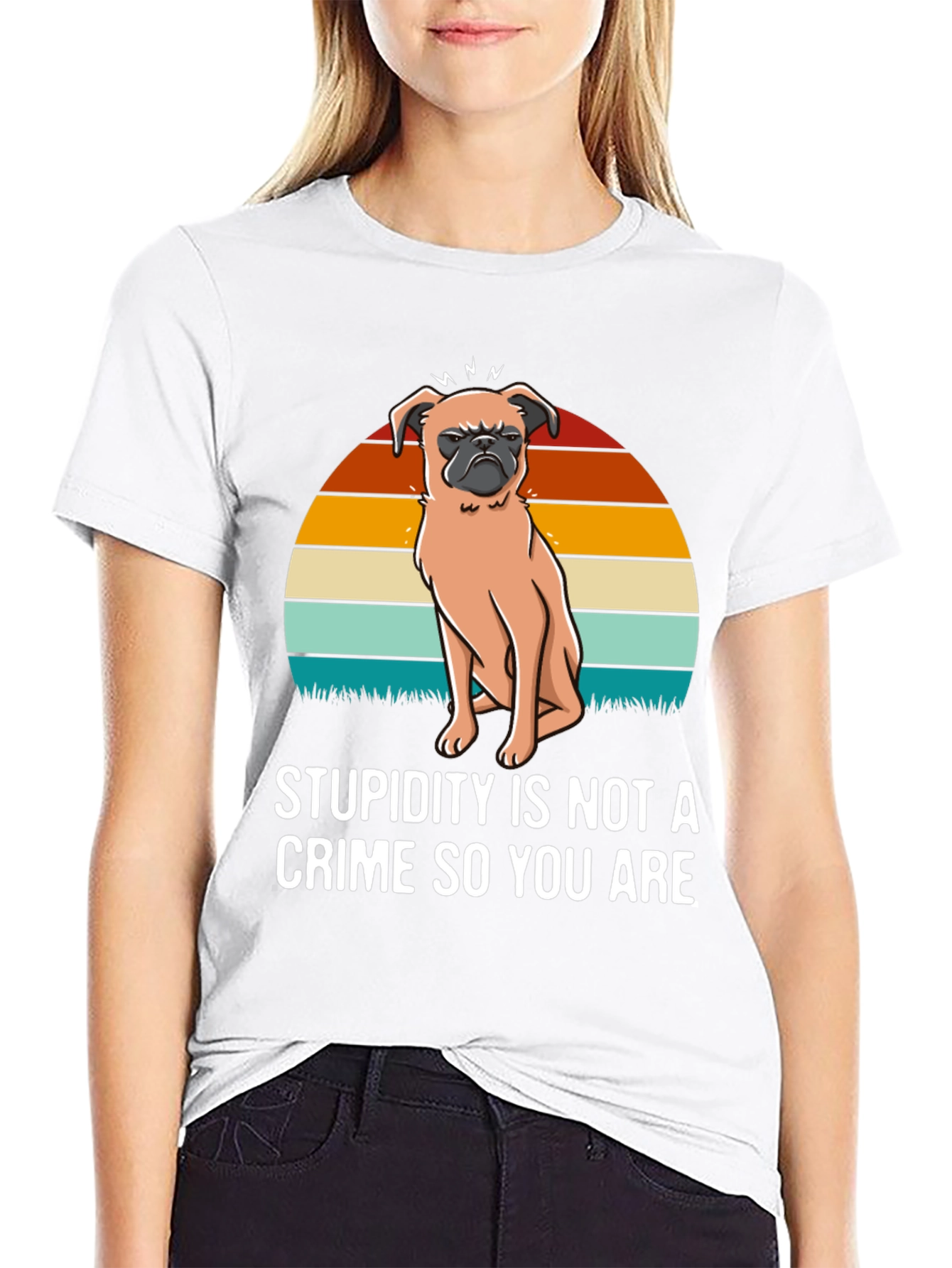 Stupidity Crime Dog Graphic T-Shirt