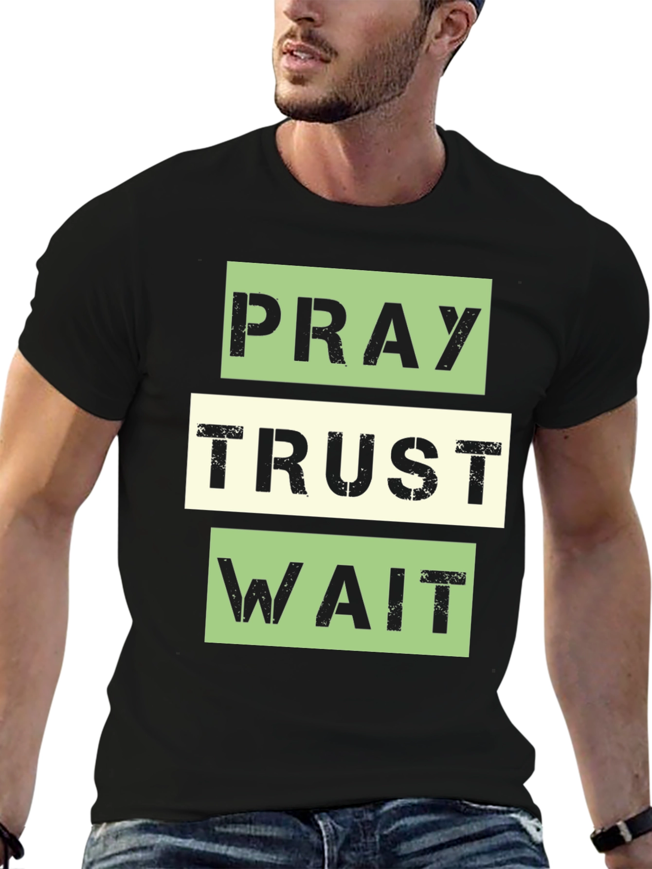 Pray Trust Wait Graphic Tee - Inspirational T-Shirt