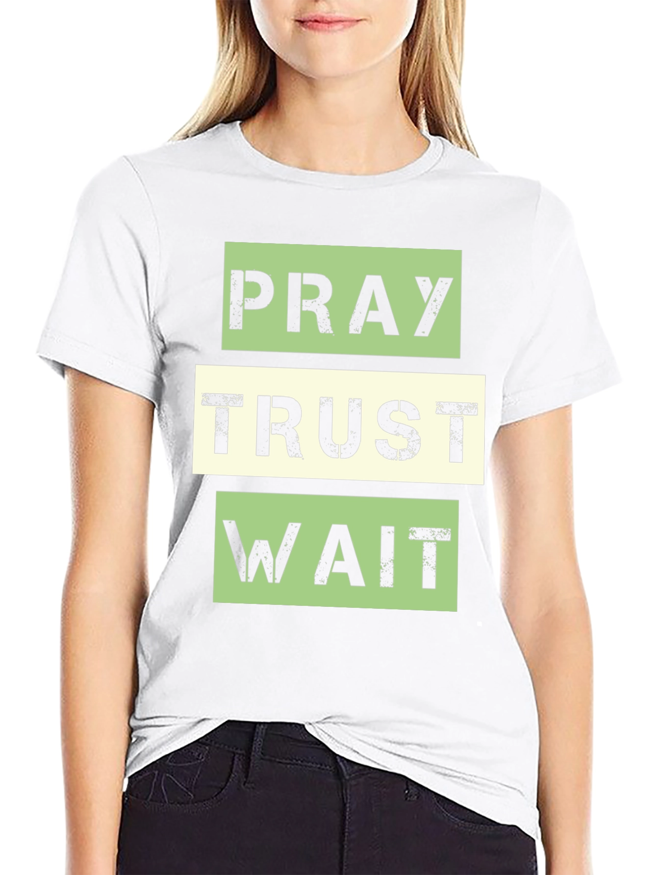 Pray Trust Wait Graphic Tee - Inspirational T-Shirt