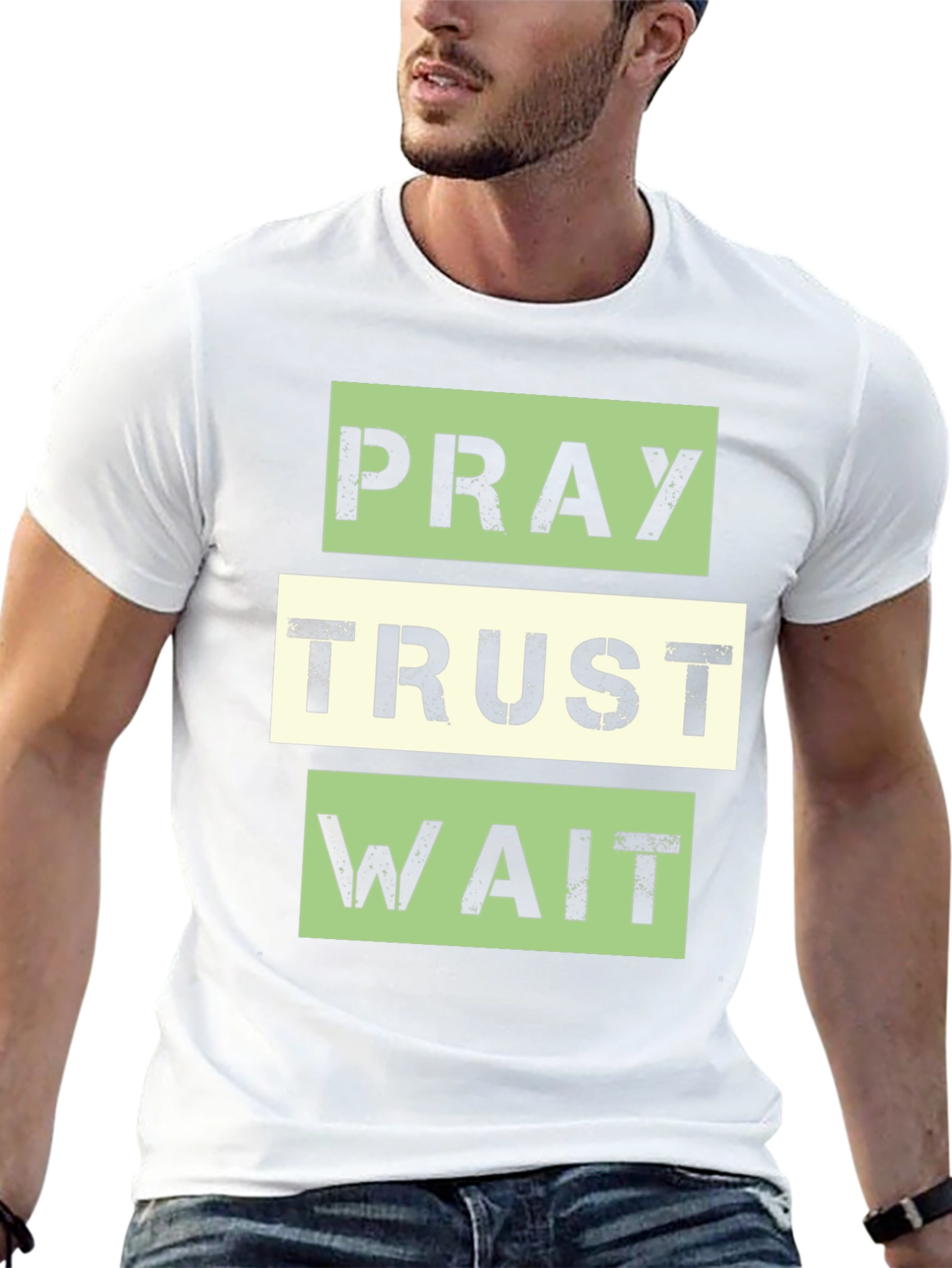 Pray Trust Wait Graphic Tee - Inspirational T-Shirt
