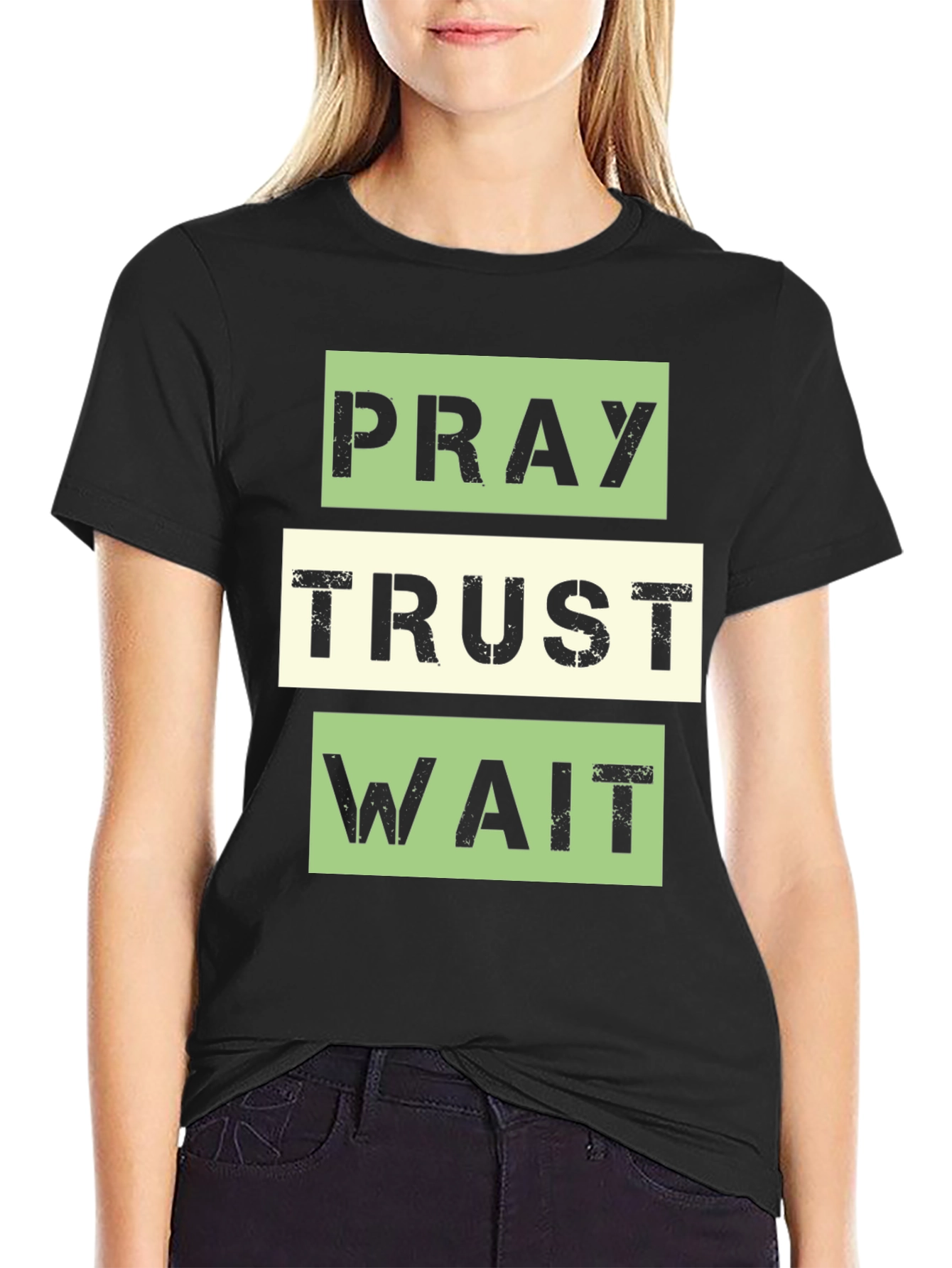 Pray Trust Wait Graphic Tee - Inspirational T-Shirt