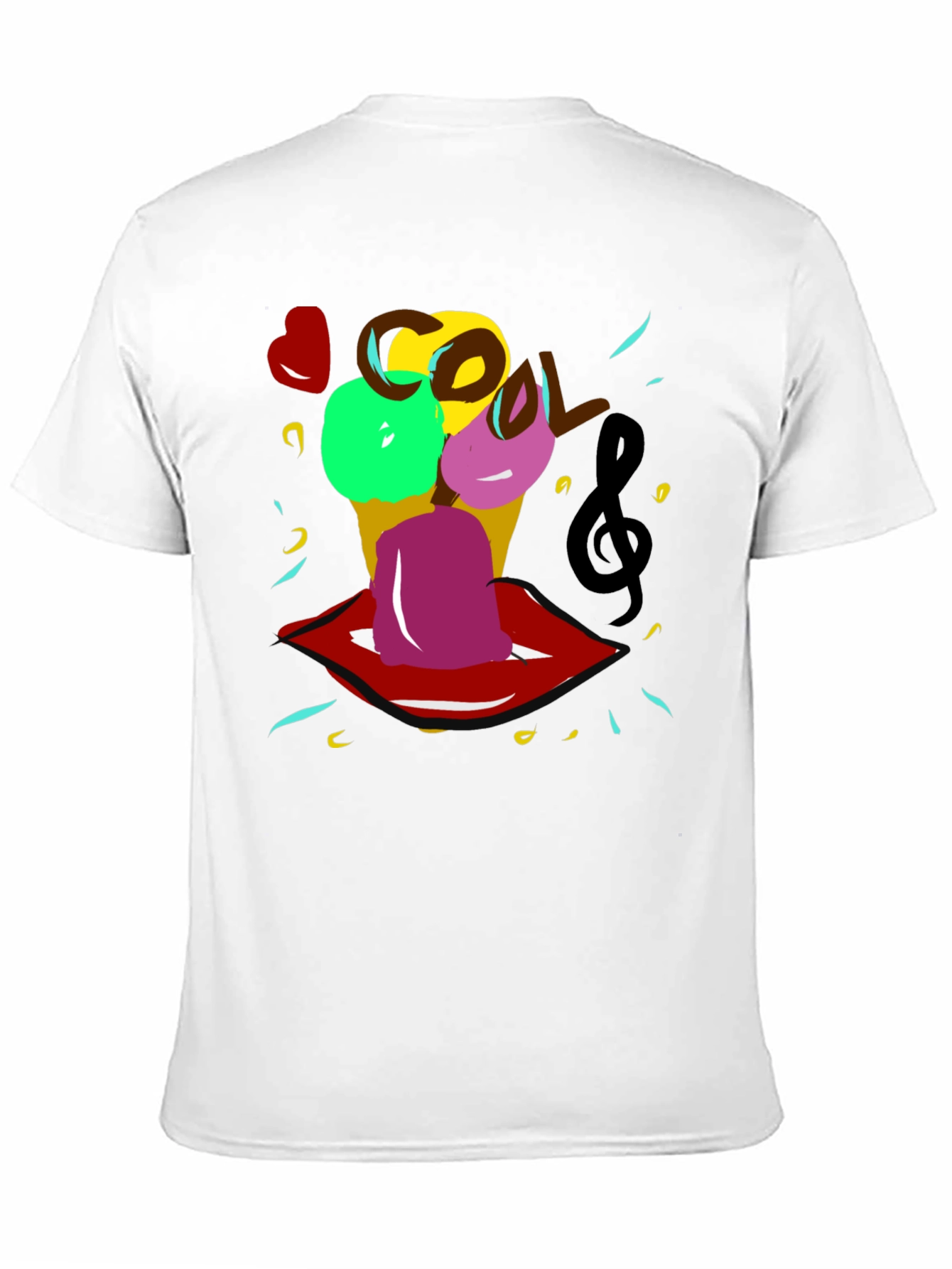 Cool Ice Cream Lips Graphic Tee - Black