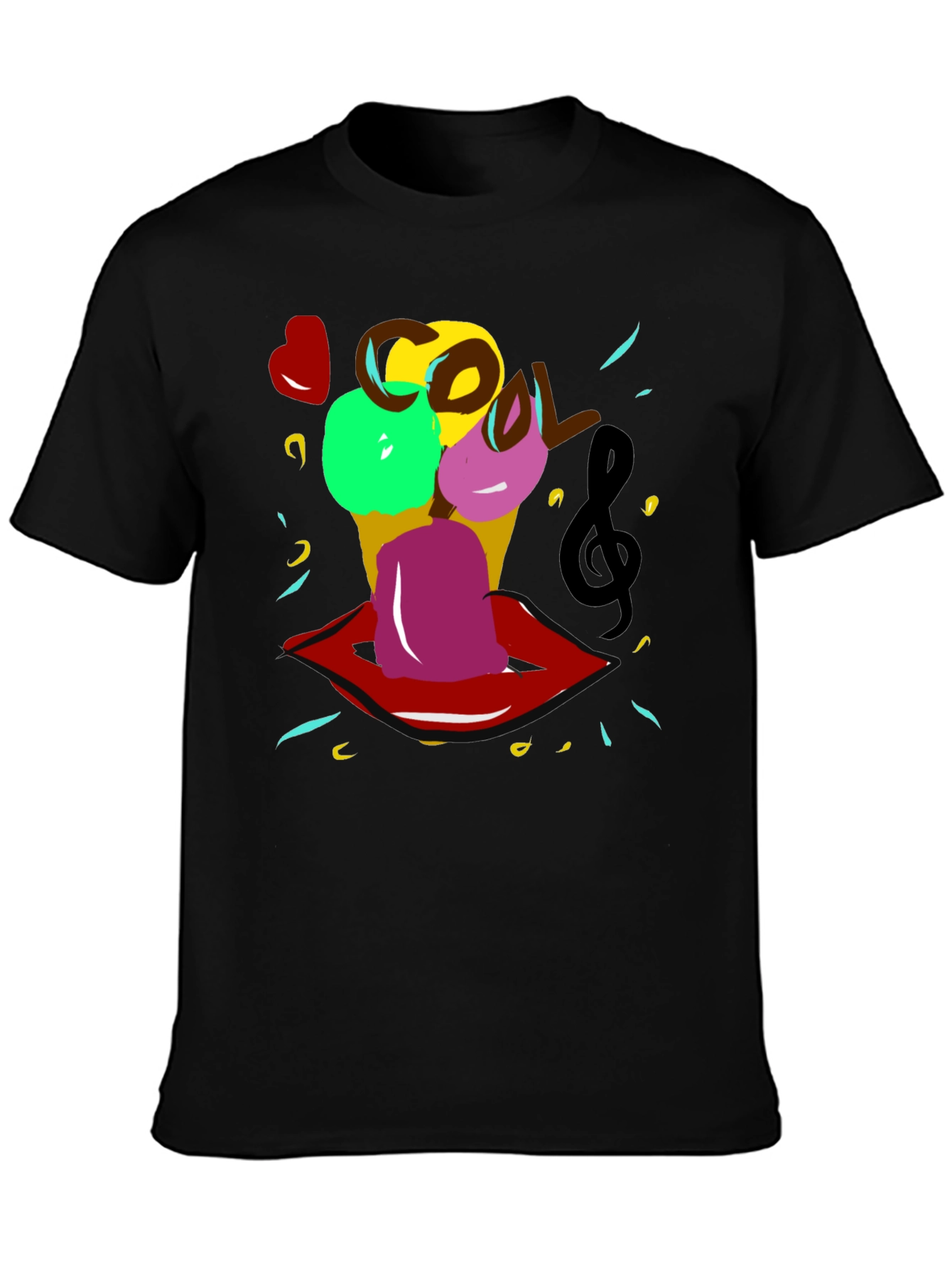 Cool Ice Cream Lips Graphic Tee - Black
