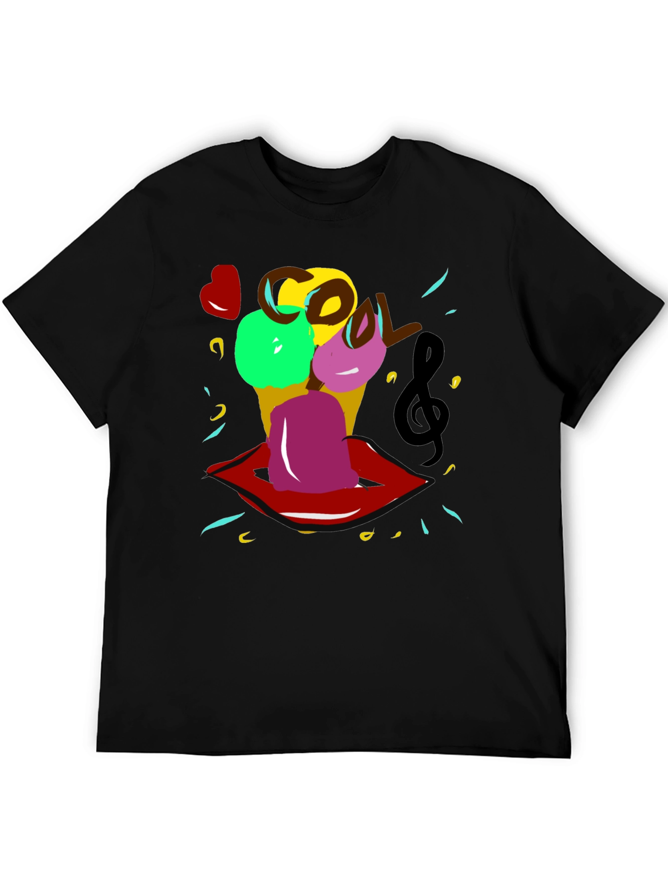 Cool Ice Cream Lips Graphic Tee - Black
