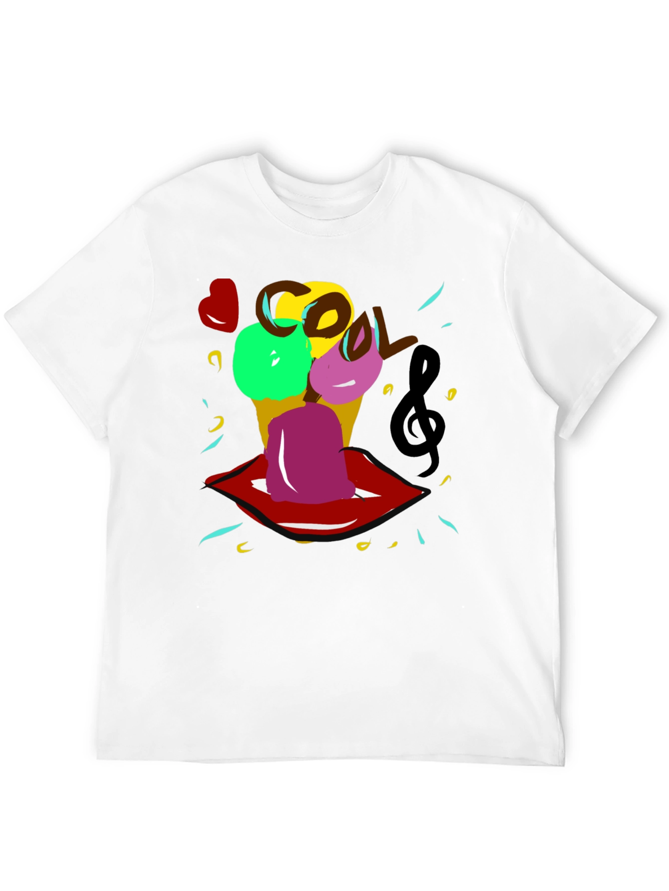 Cool Ice Cream Lips Graphic Tee - Black