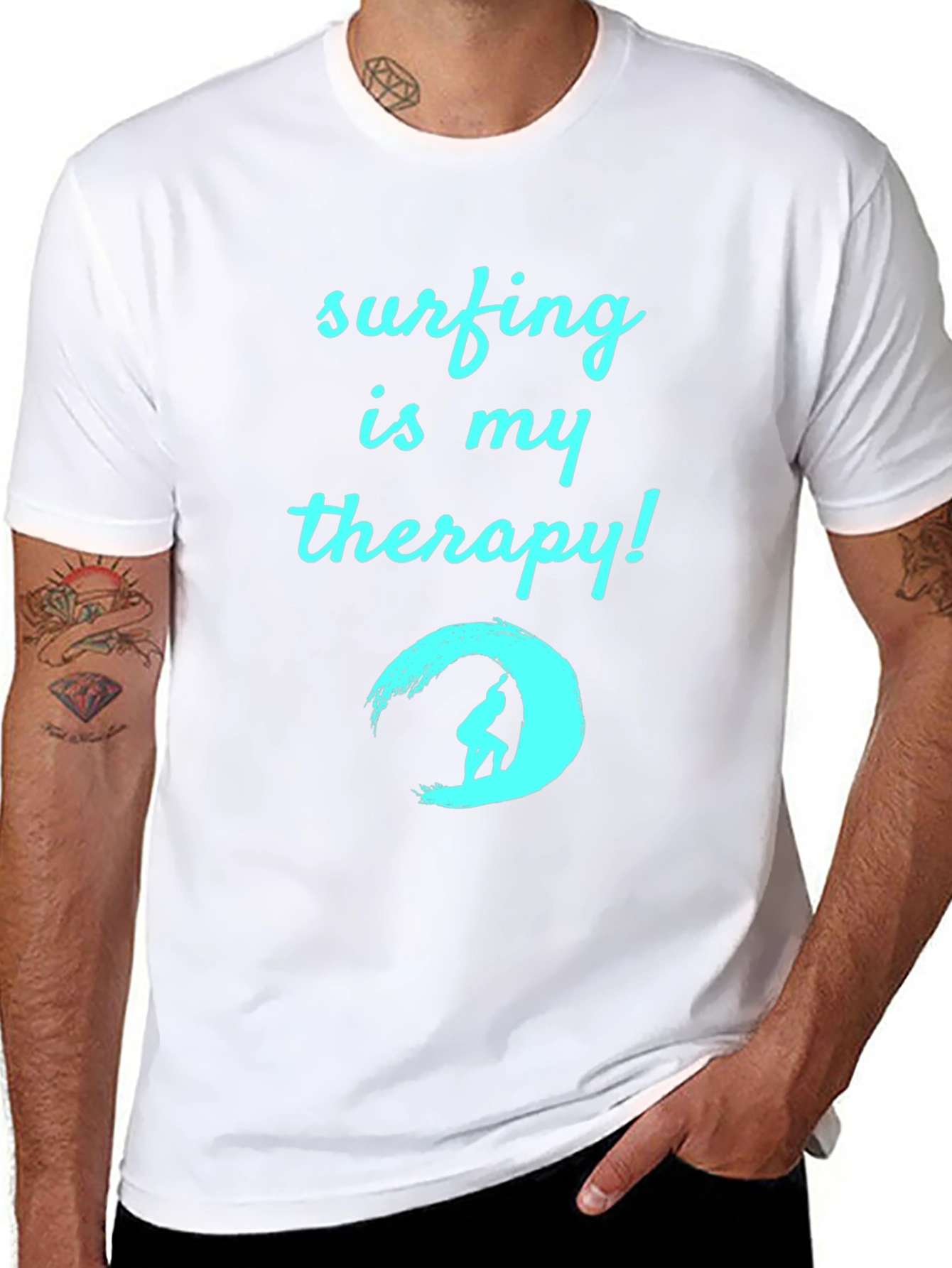Surfing is My Therapy T-Shirt - Black Surf Tee