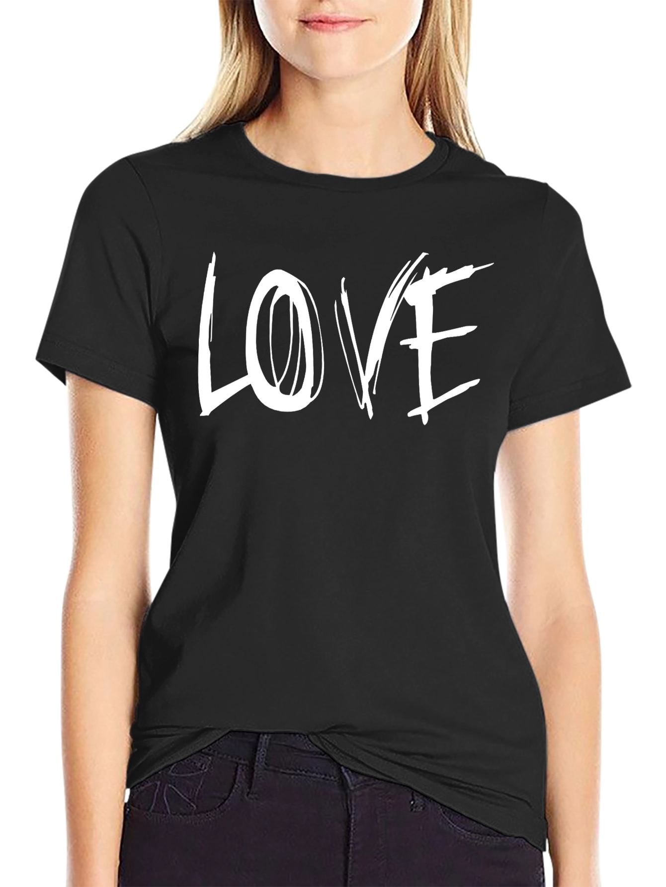 Love Graphic Print Black T-Shirt