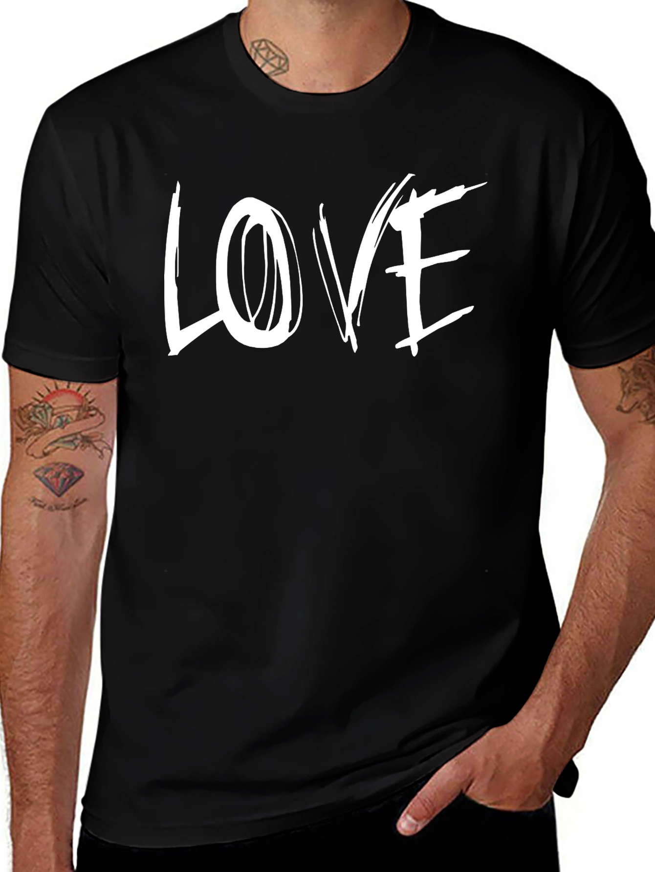 Love Graphic Print Black T-Shirt