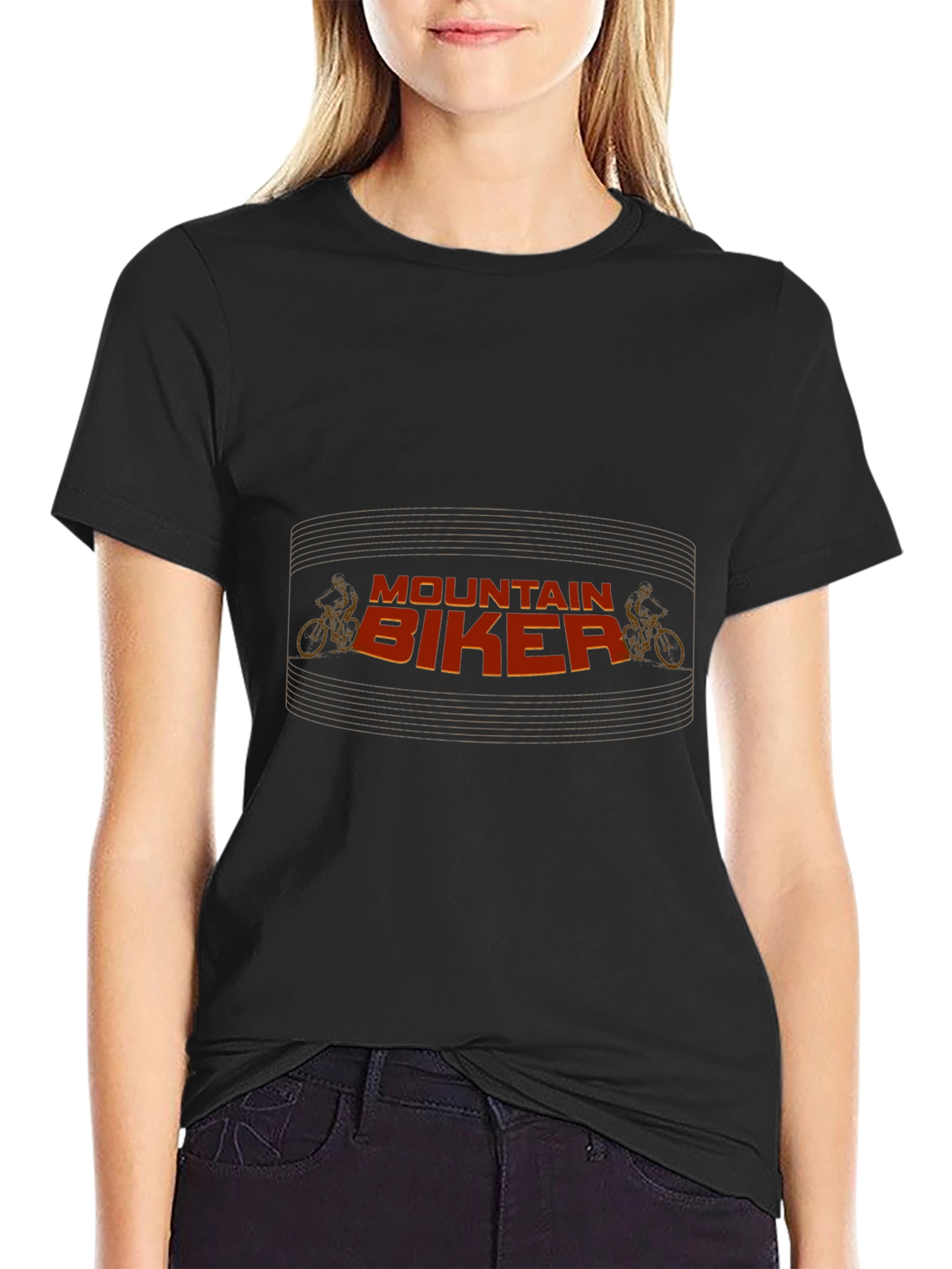 Mountain Biker Graphic Tee - Black Cotton T-Shirt