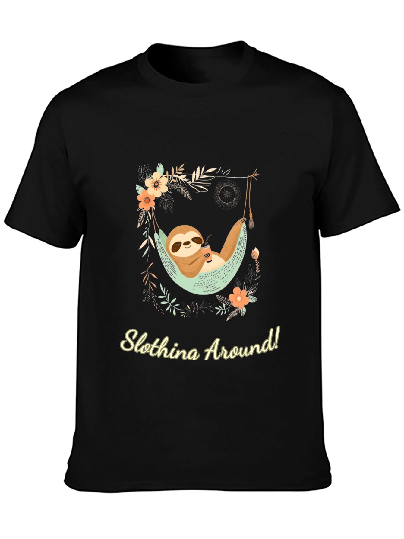 Slothina Around Black T-Shirt