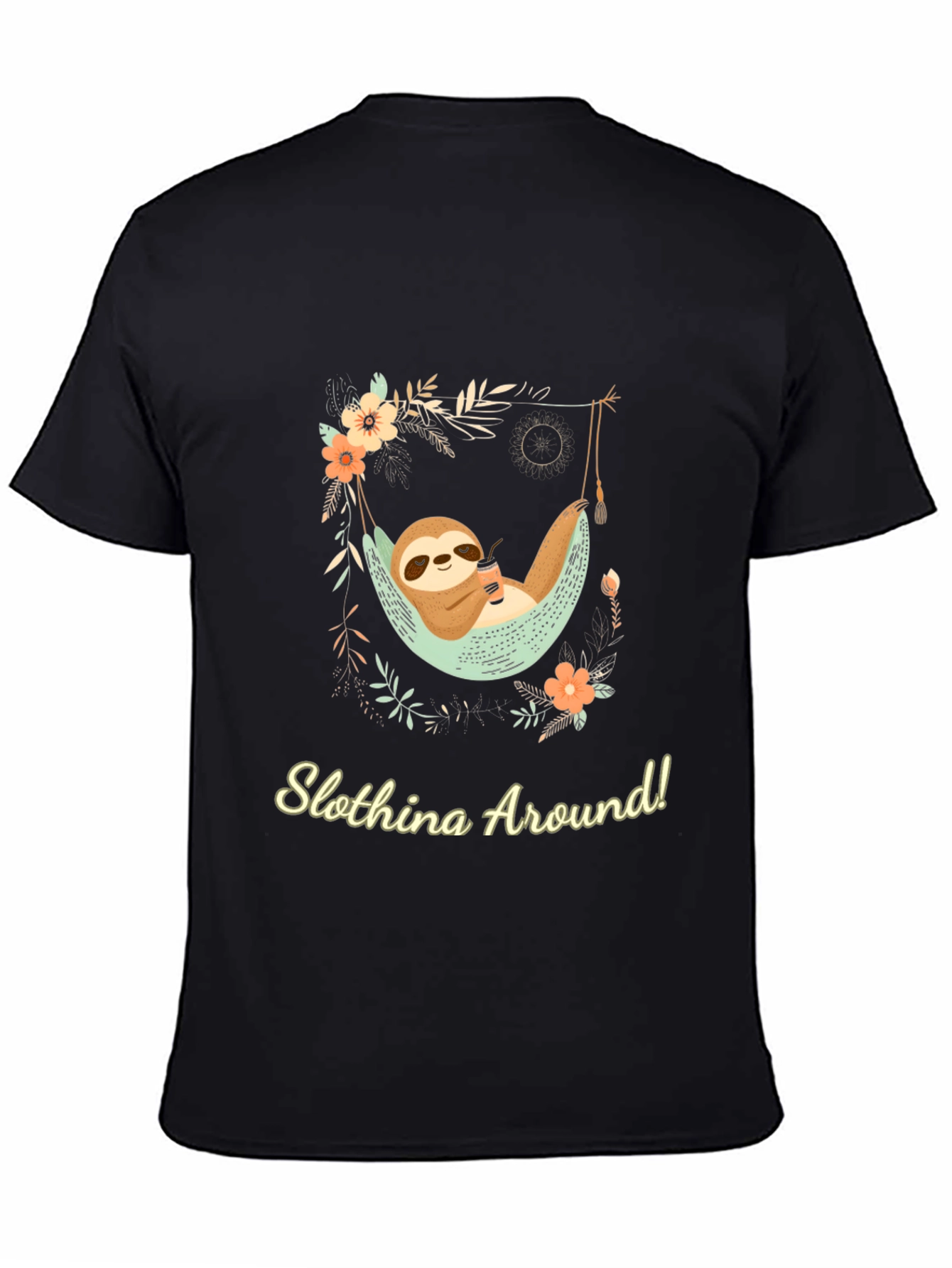 Slothina Around Black T-Shirt