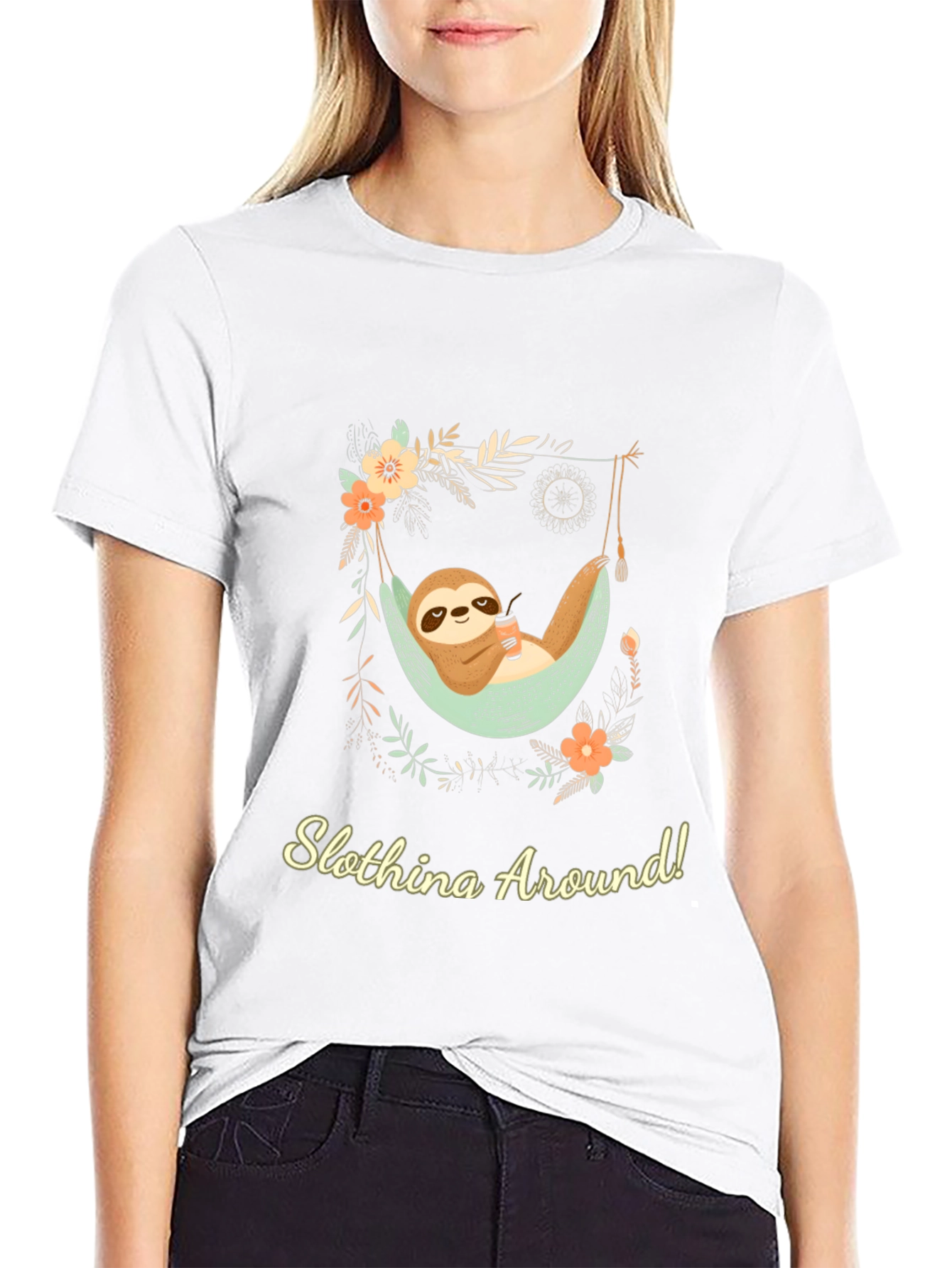 Slothina Around Black T-Shirt