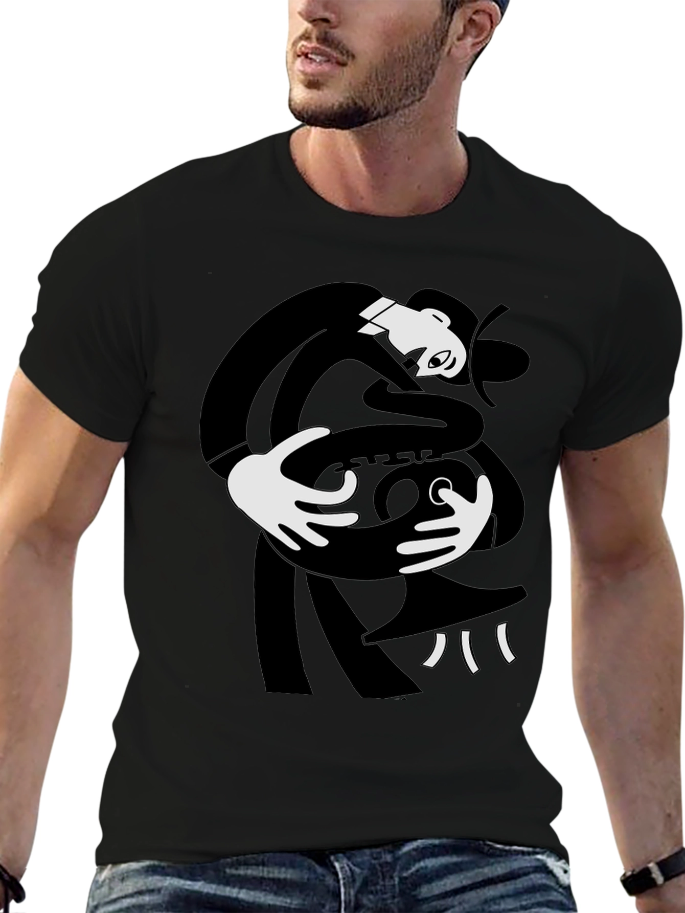 Abstract Saxophone Player Black T-Shirt