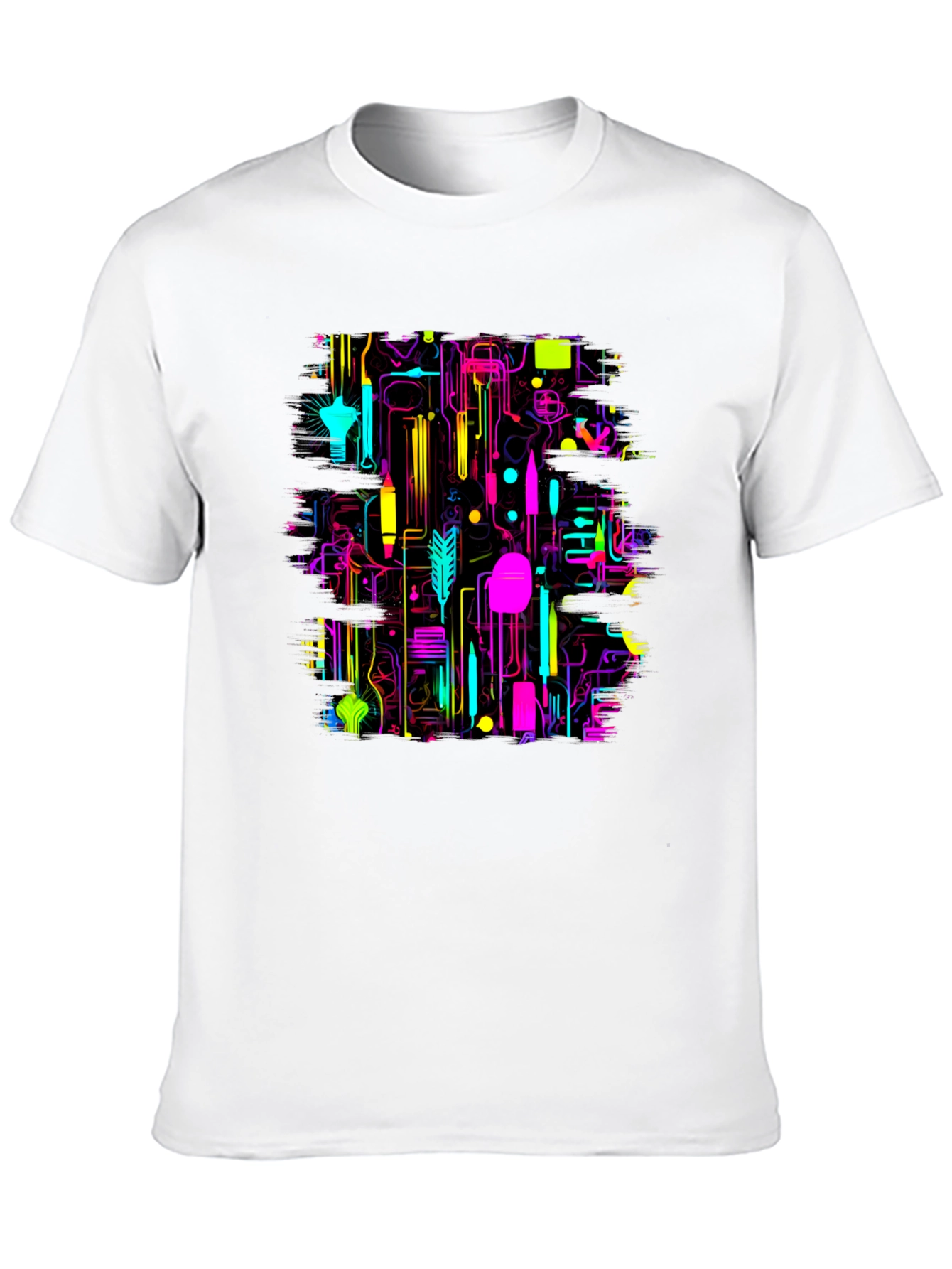 Neon Circuit Board Graphic Black T-Shirt