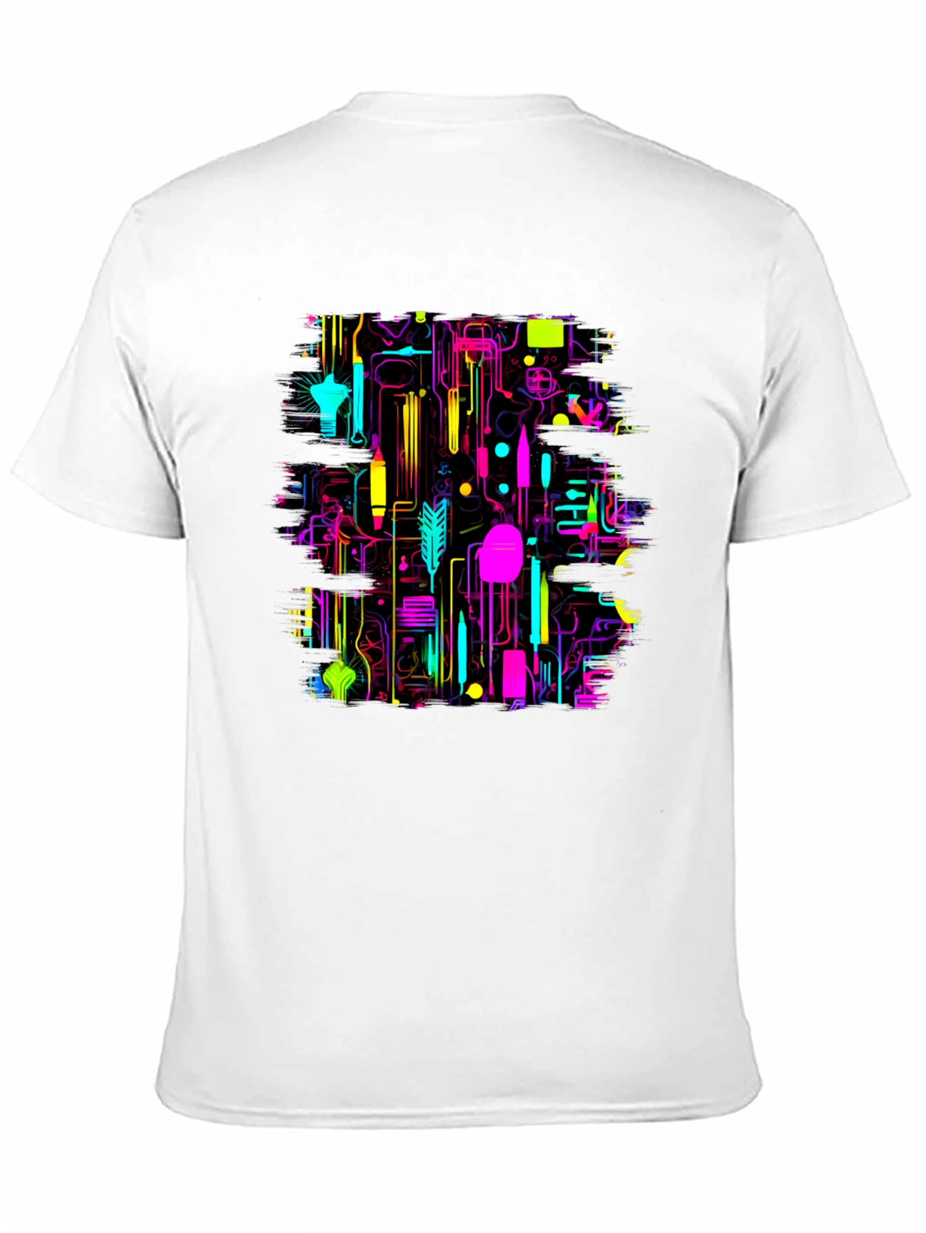 Neon Circuit Board Graphic Black T-Shirt