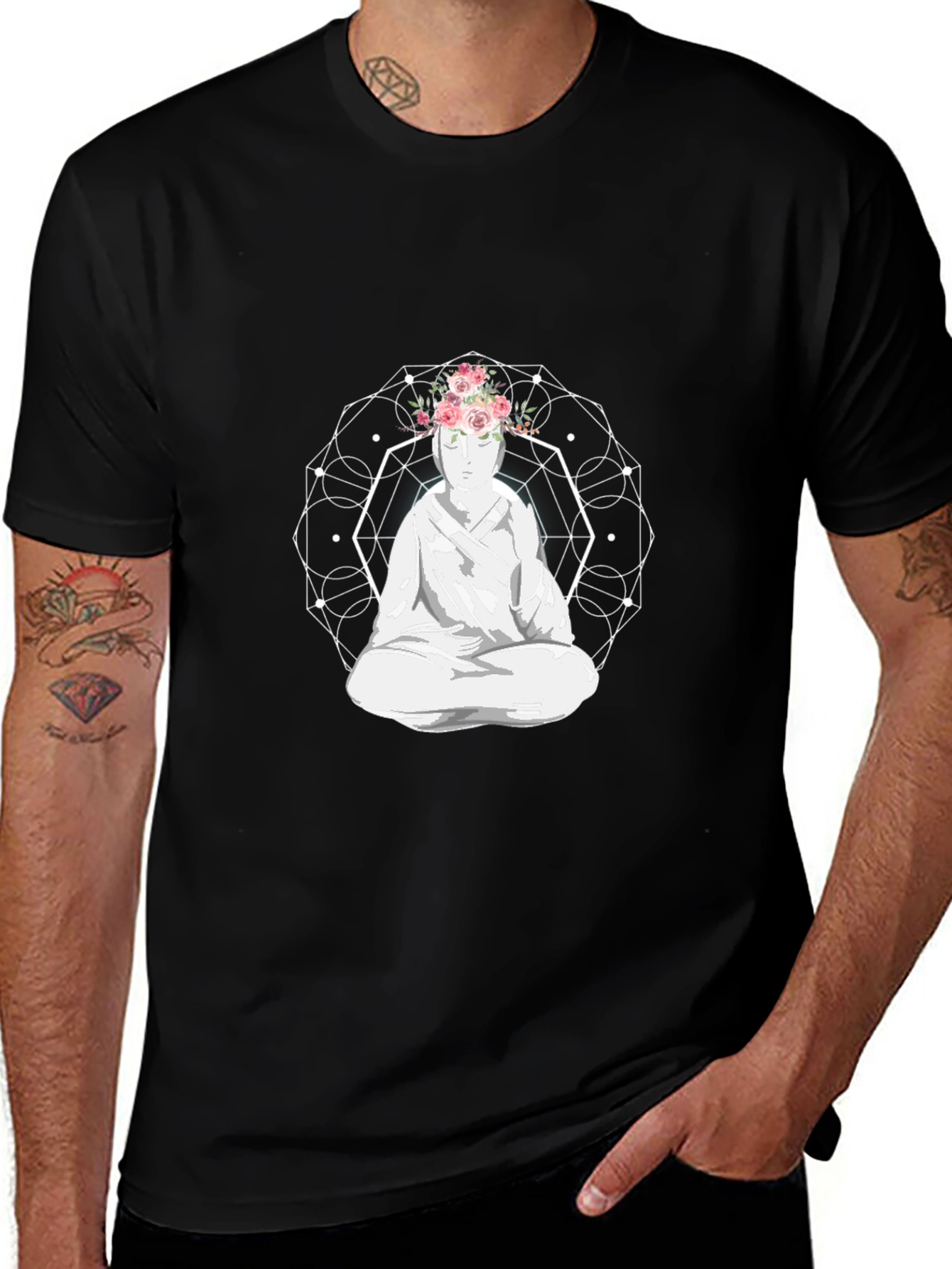 Meditative Floral Crown Graphic Tee