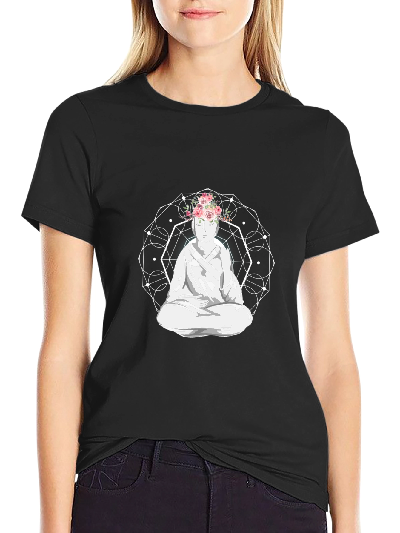 Meditative Floral Crown Graphic Tee