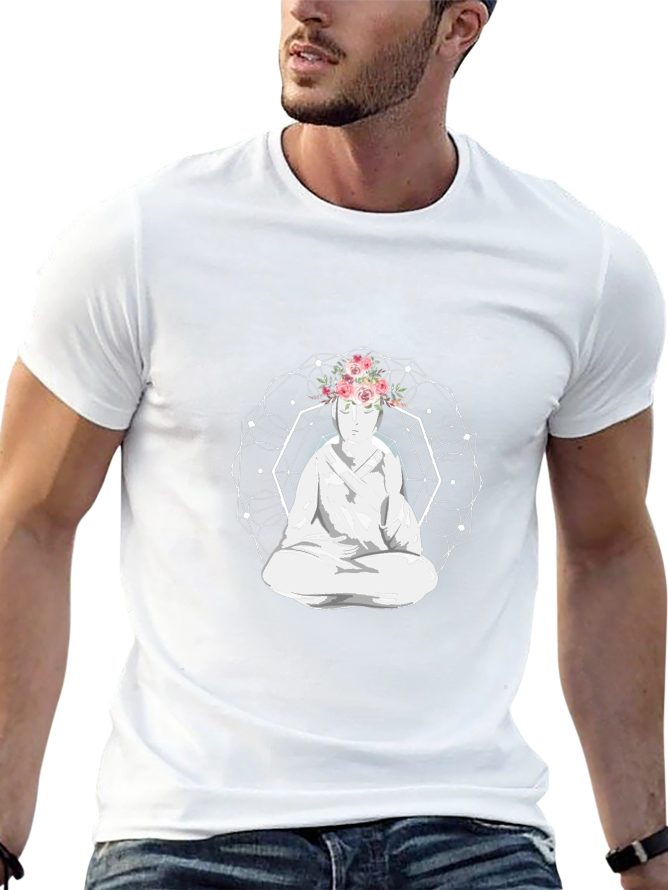 Meditative Floral Crown Graphic Tee