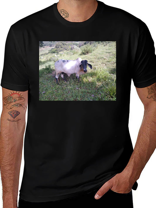 Unique Cow Graphic Black T-Shirt