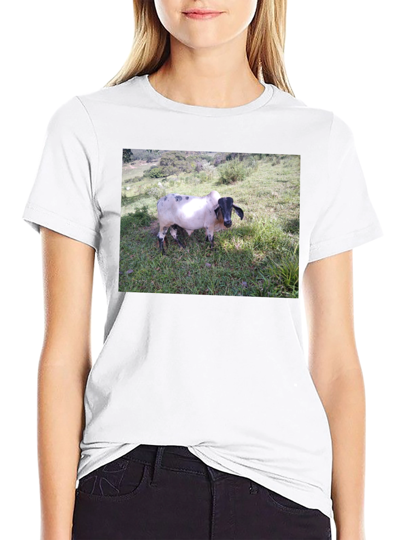 Unique Cow Graphic Black T-Shirt