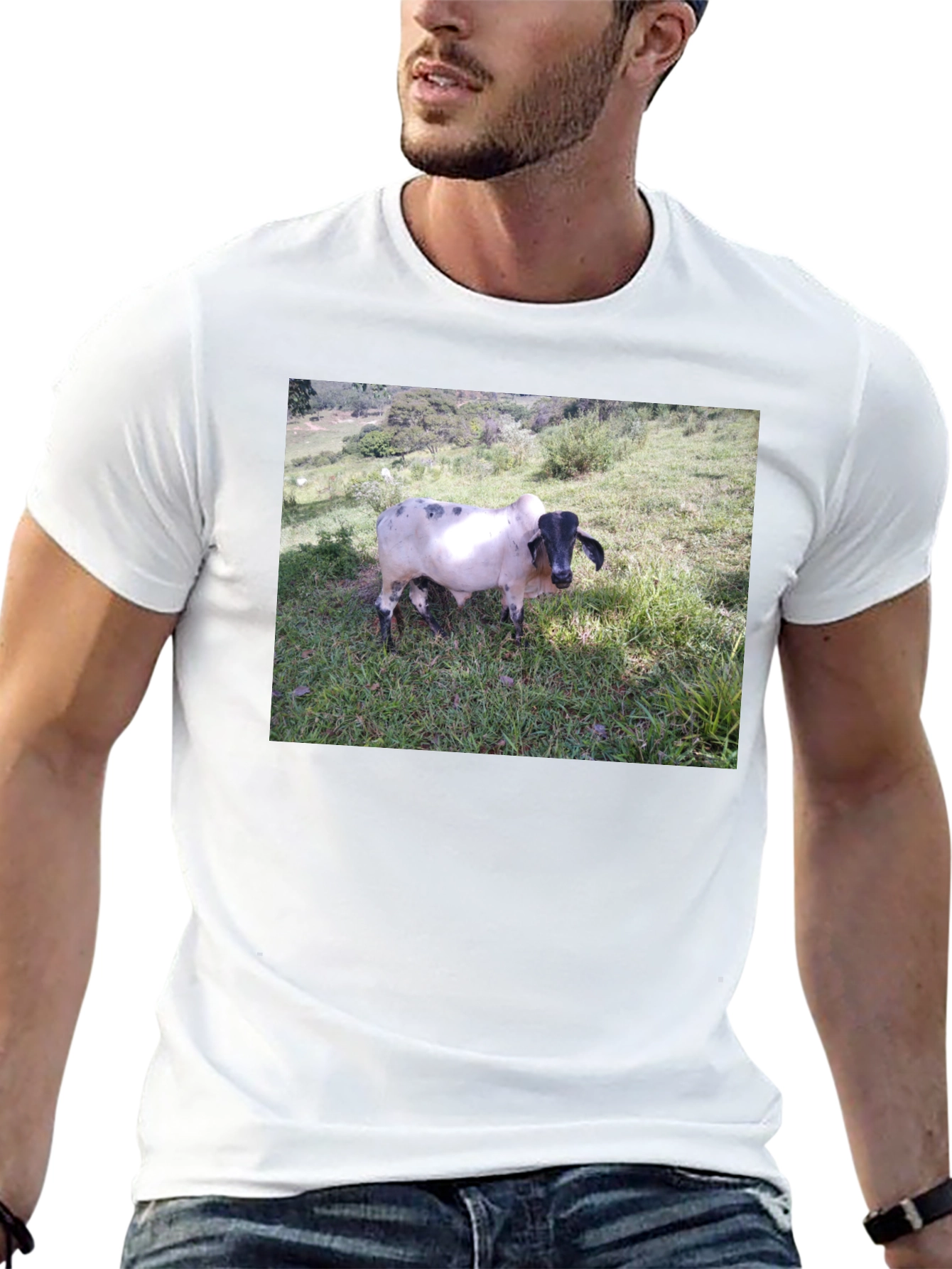 Unique Cow Graphic Black T-Shirt