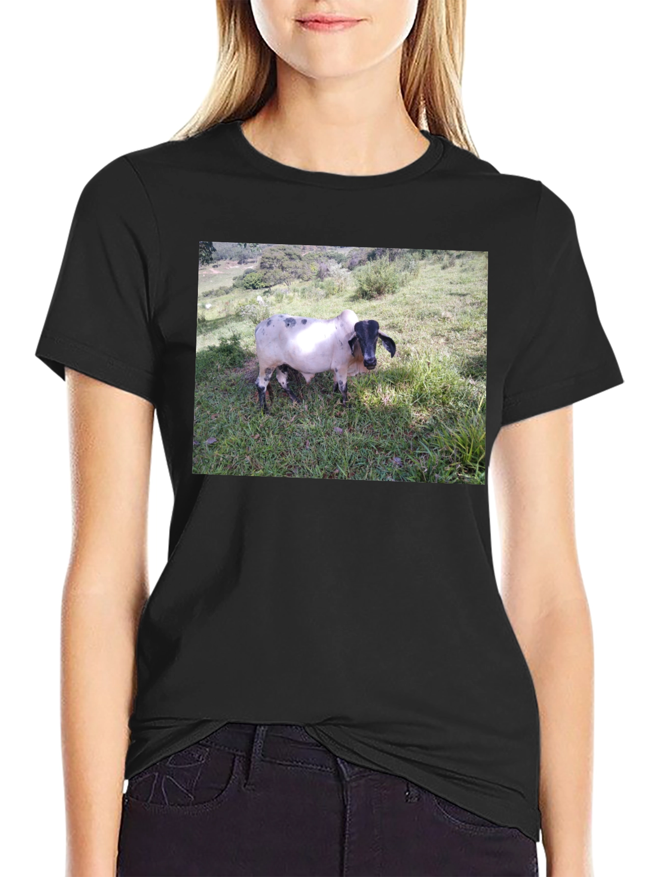 Unique Cow Graphic Black T-Shirt