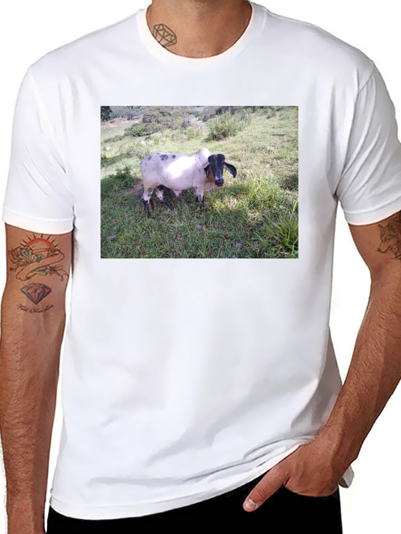 Unique Cow Graphic Black T-Shirt