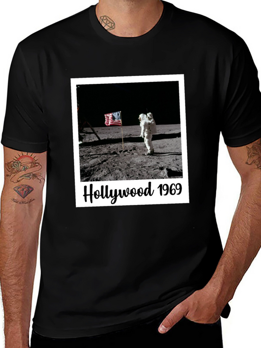 Hollywood 1969 Moon Landing Black T-Shirt