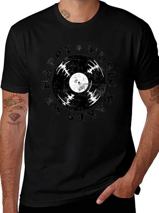 Happy Music Makes Me Vinyl Record Graphic Tee