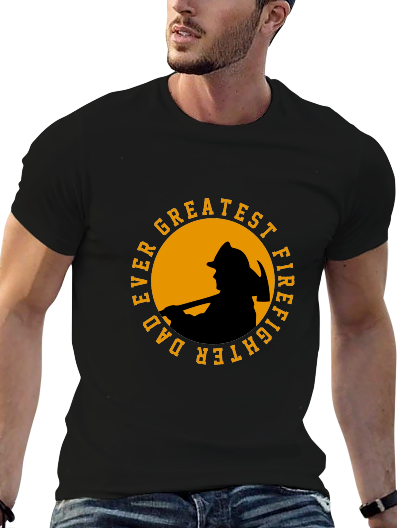 Greatest Dad Firefighter T-Shirt - Black Cotton Tee