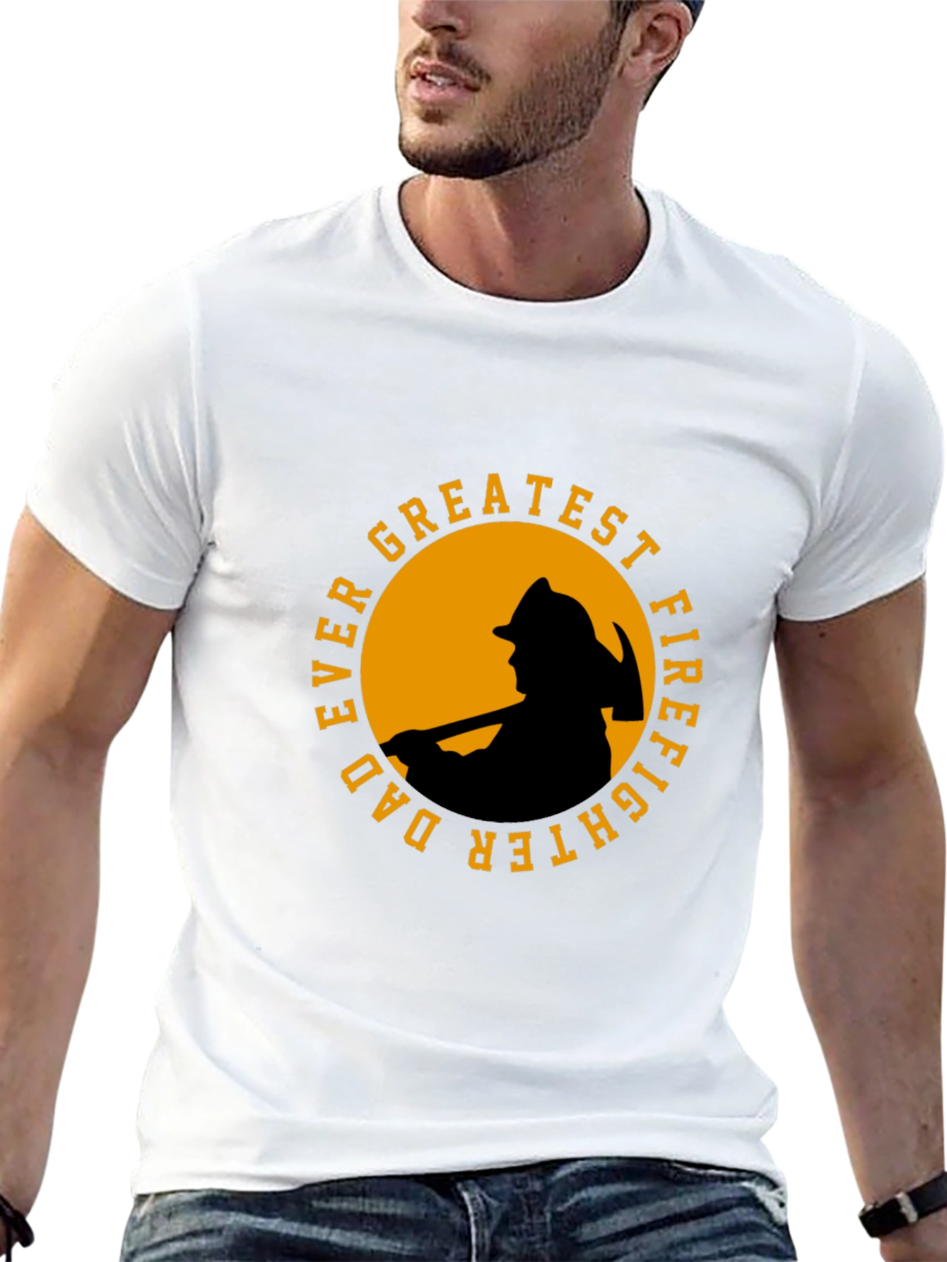 Greatest Dad Firefighter T-Shirt - Black Cotton Tee