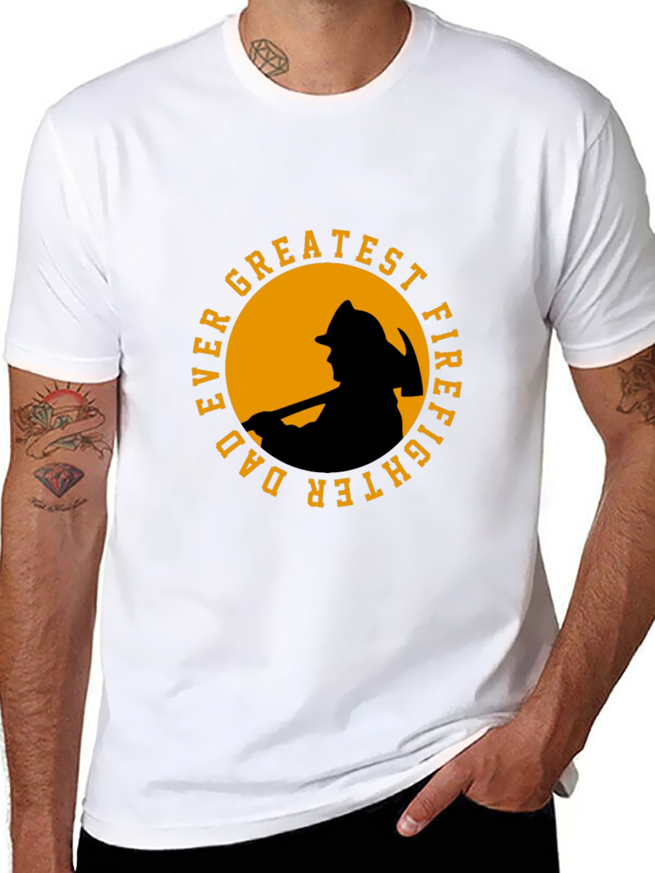 Greatest Dad Firefighter T-Shirt - Black Cotton Tee