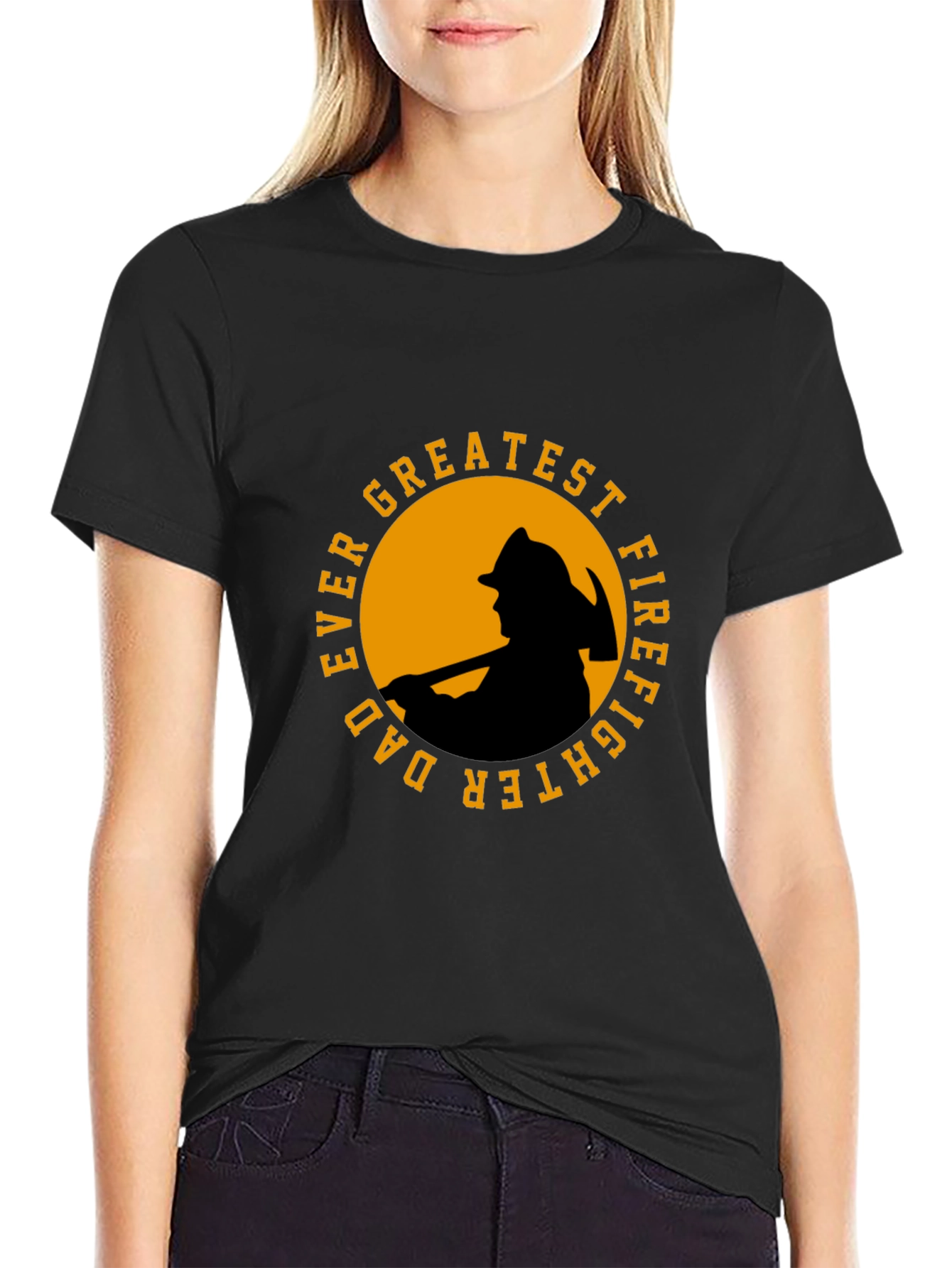 Greatest Dad Firefighter T-Shirt - Black Cotton Tee