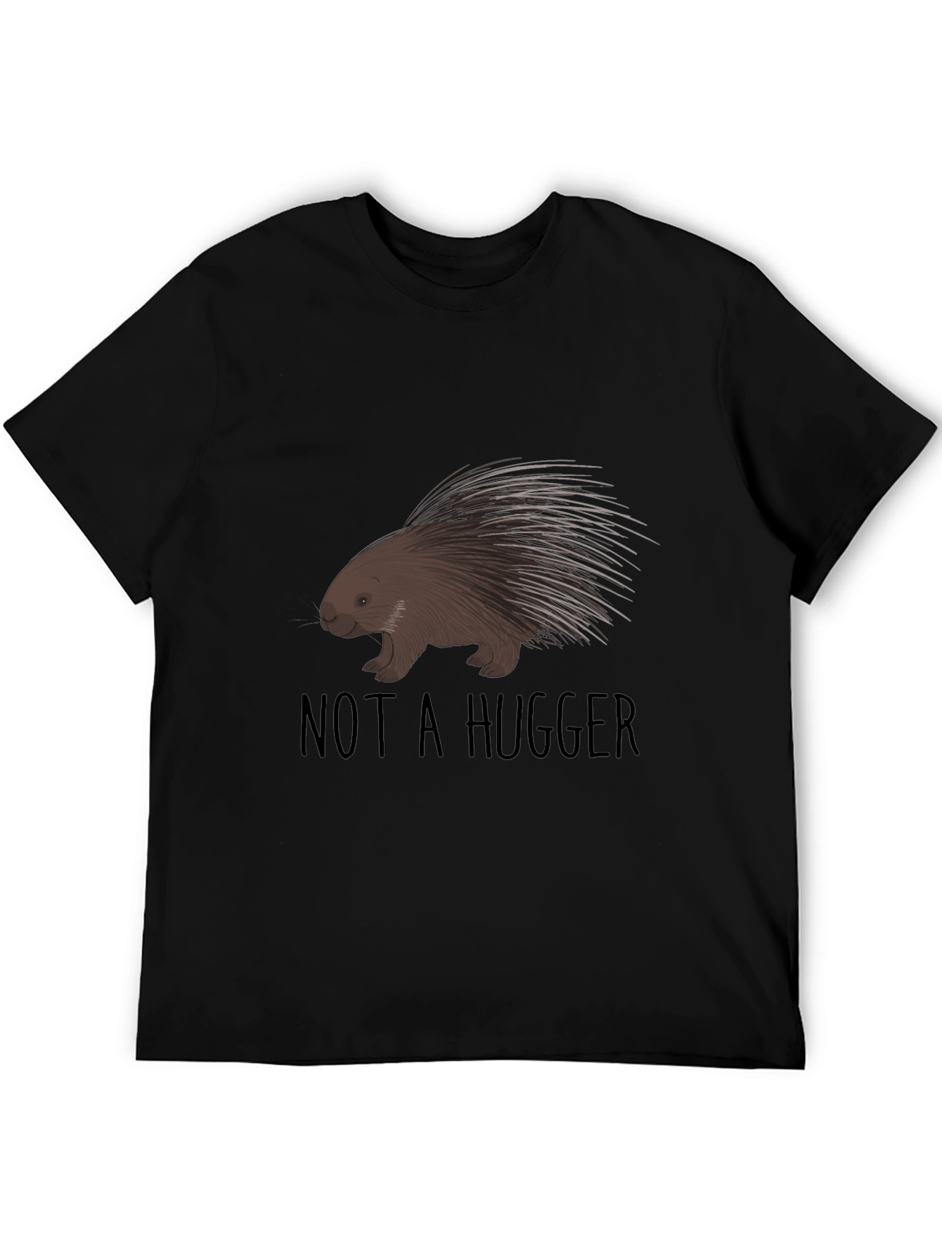 Not A Hugger Porcupine Graphic Tee - Black