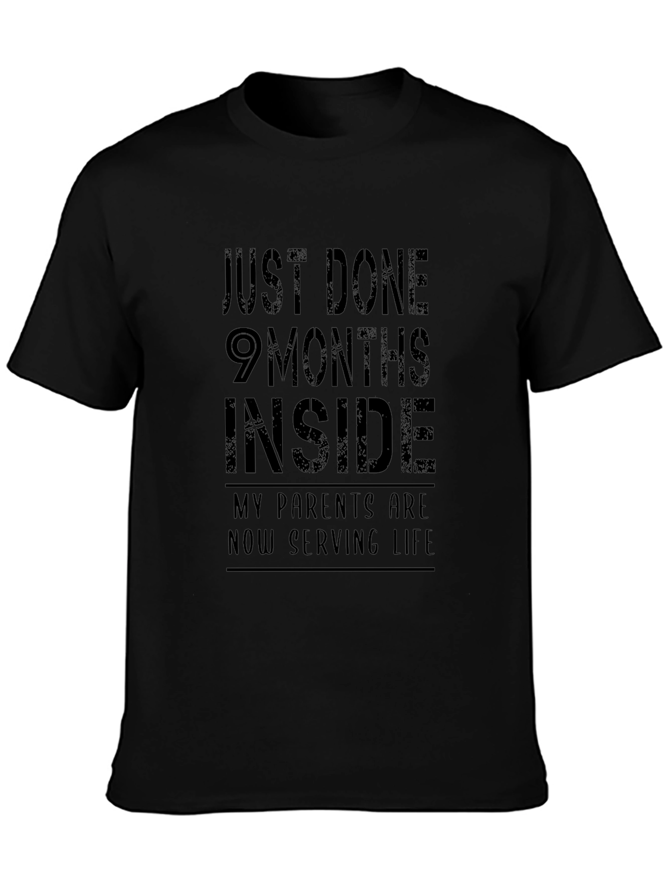 9 Months Inside Black Graphic Tee
