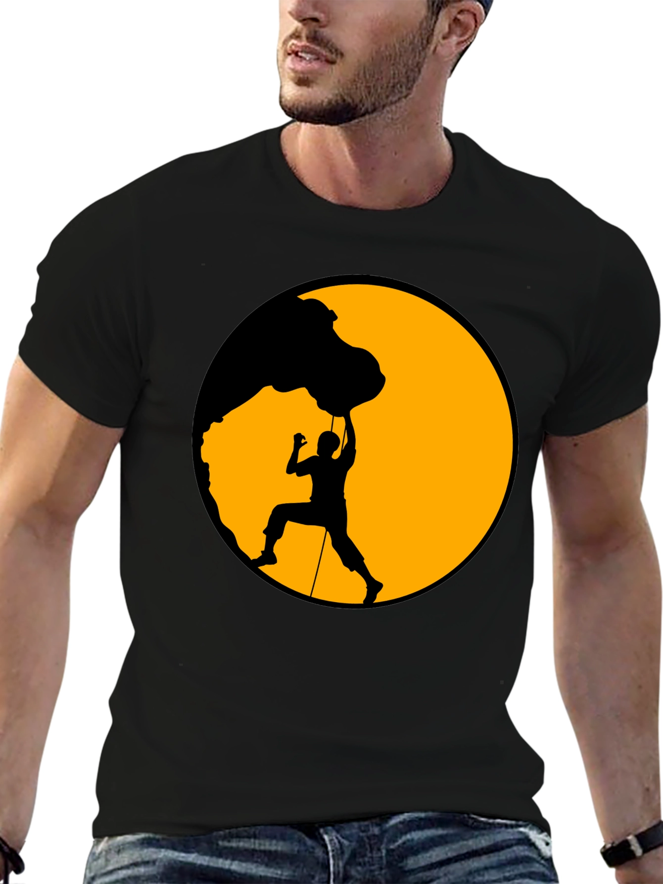 Climber Silhouette Graphic Tee - Black Cotton Blend