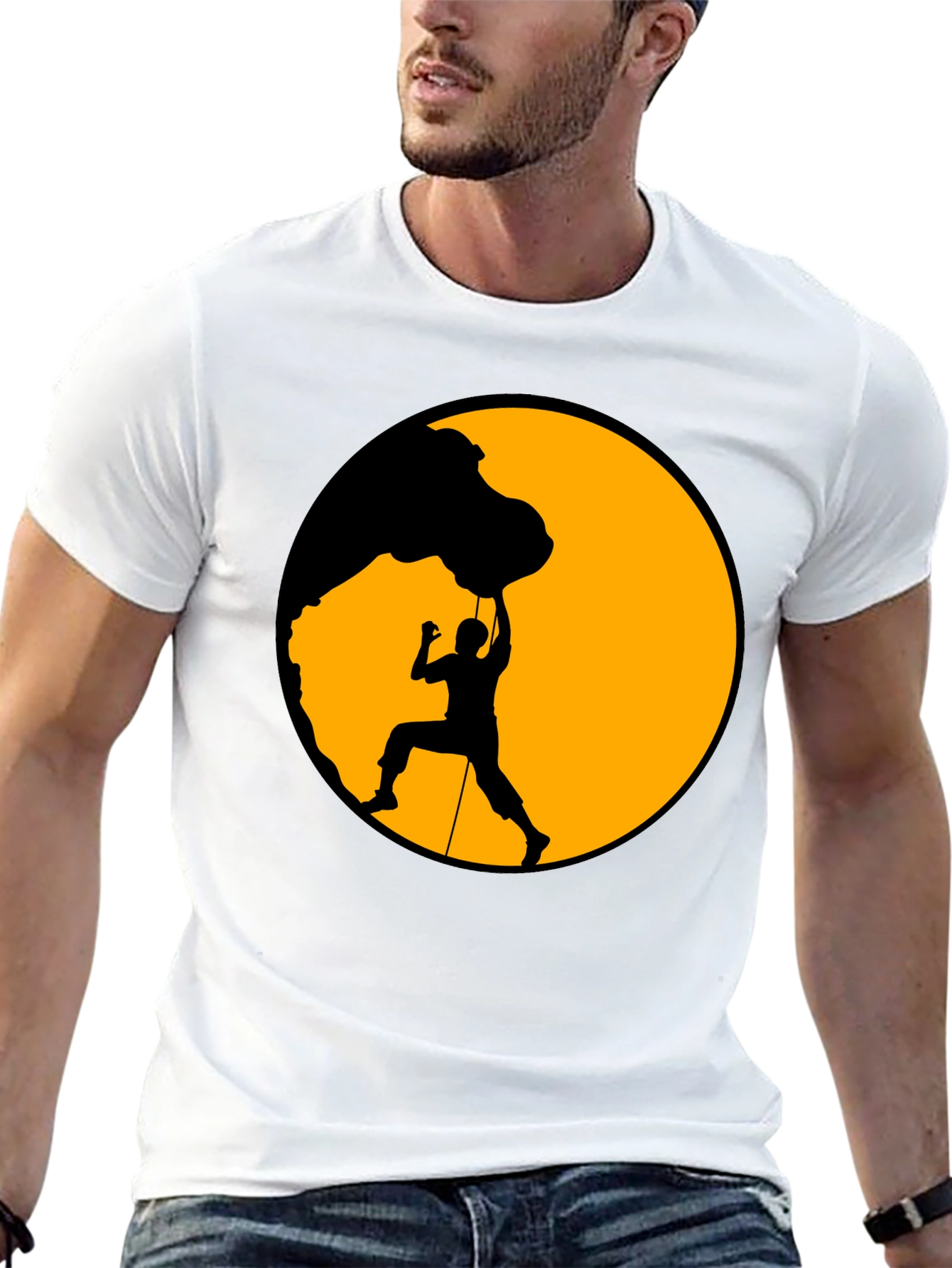 Climber Silhouette Graphic Tee - Black Cotton Blend