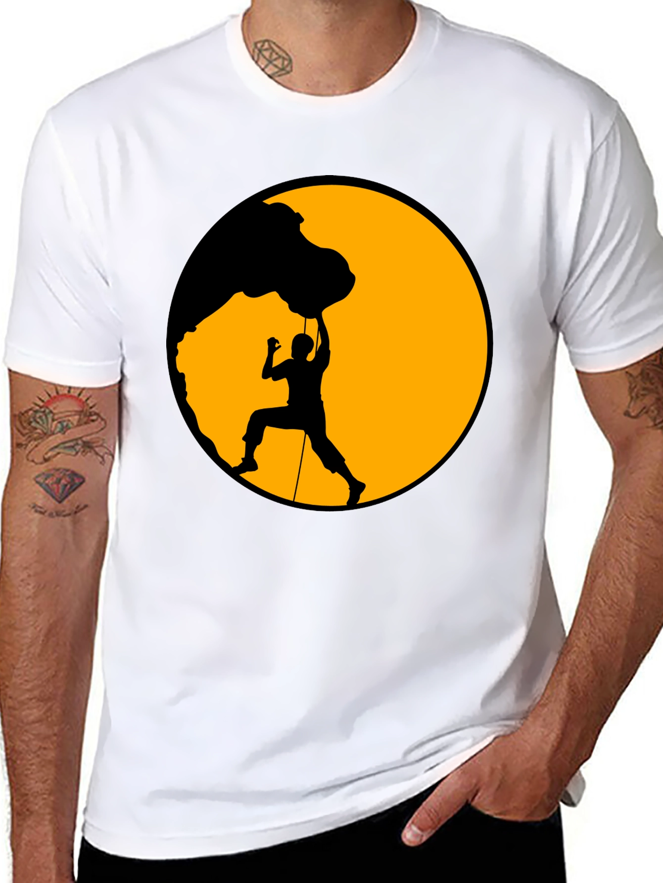 Climber Silhouette Graphic Tee - Black Cotton Blend