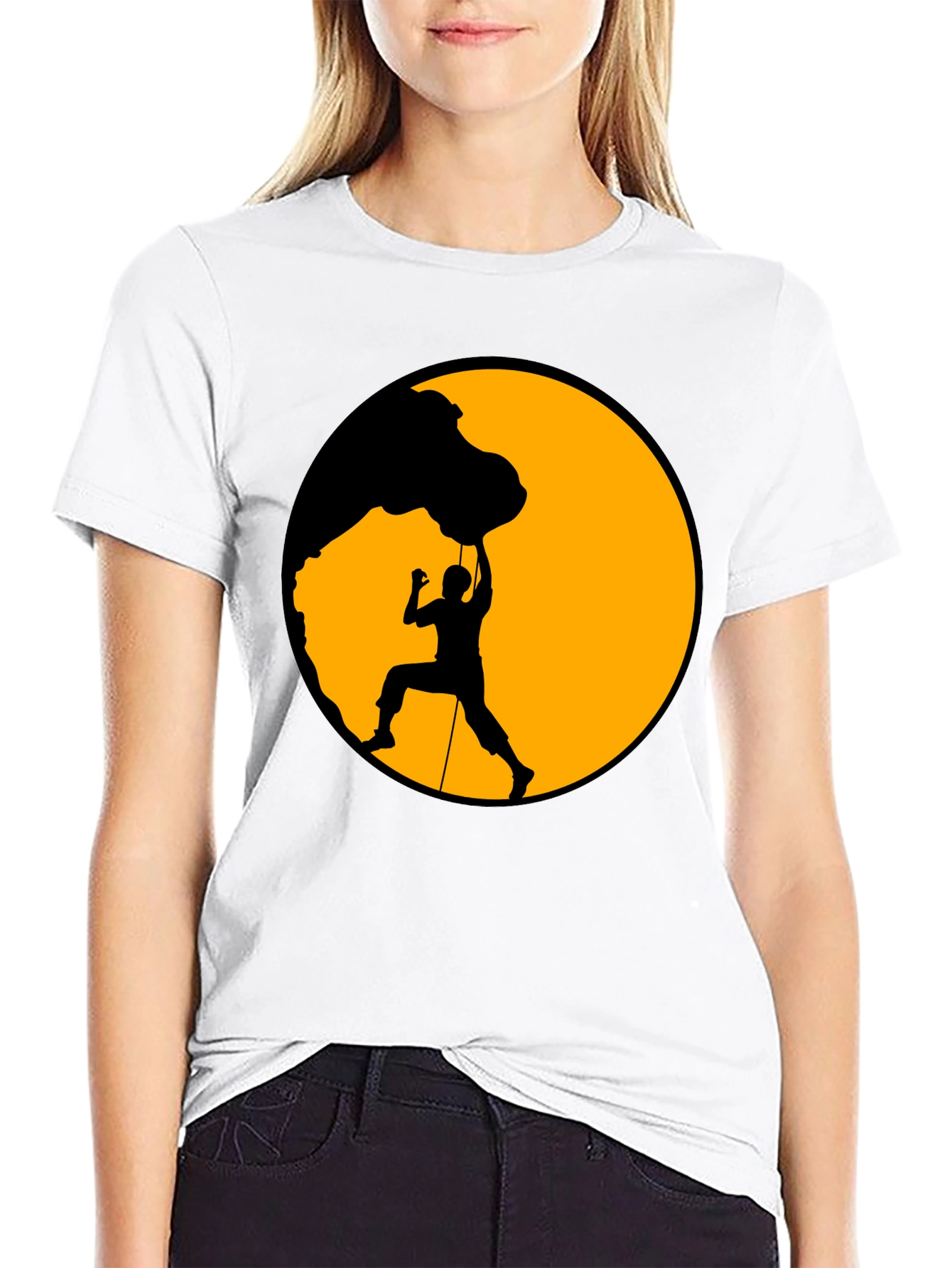 Climber Silhouette Graphic Tee - Black Cotton Blend