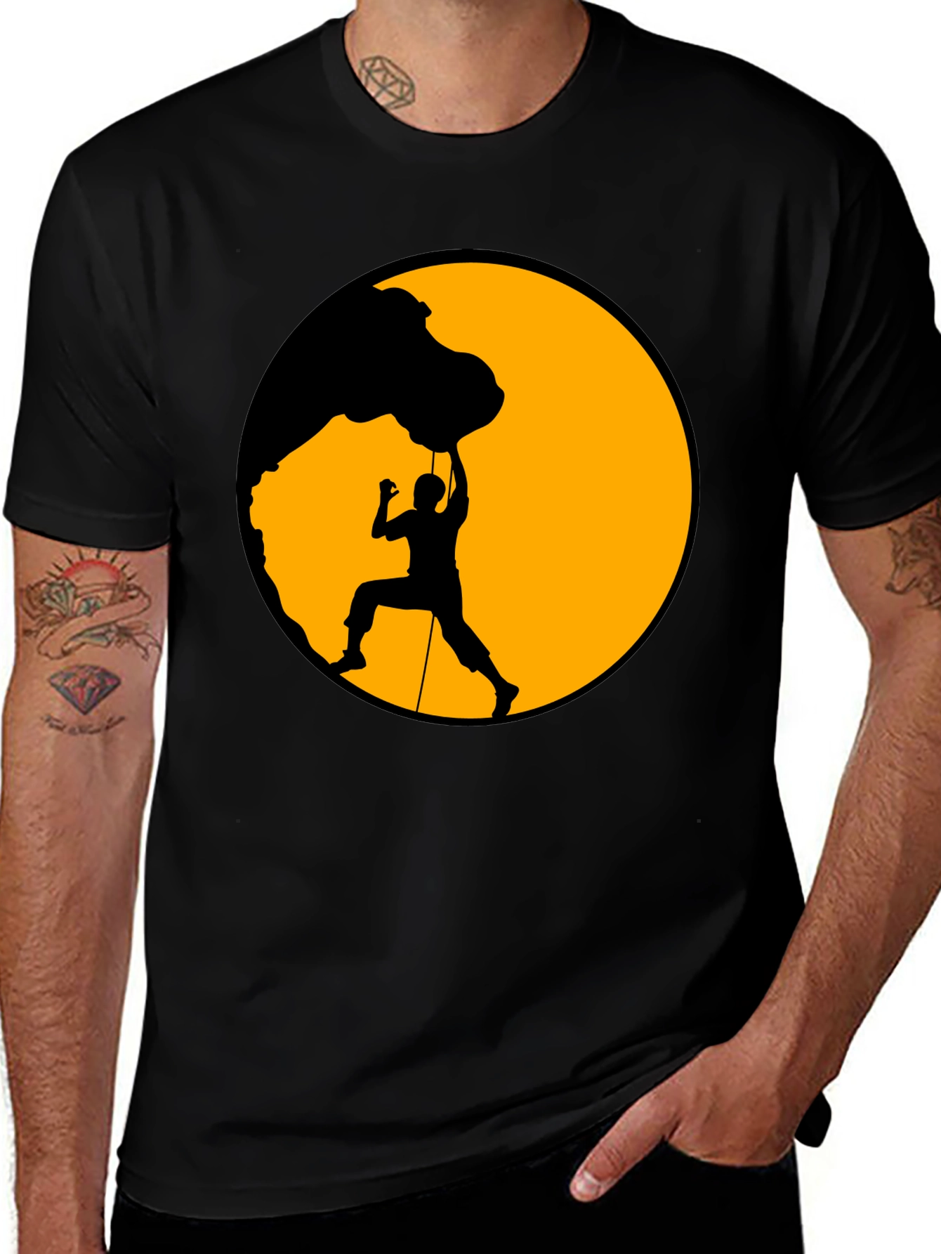 Climber Silhouette Graphic Tee - Black Cotton Blend