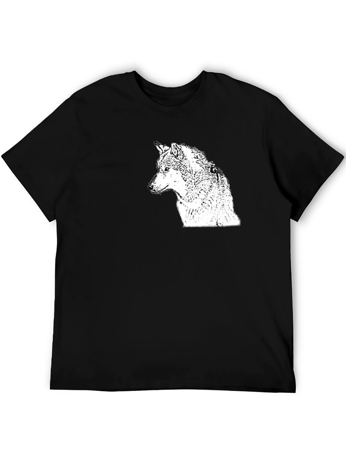 Black Wolf Graphic Tee - Mens Casual T-Shirt