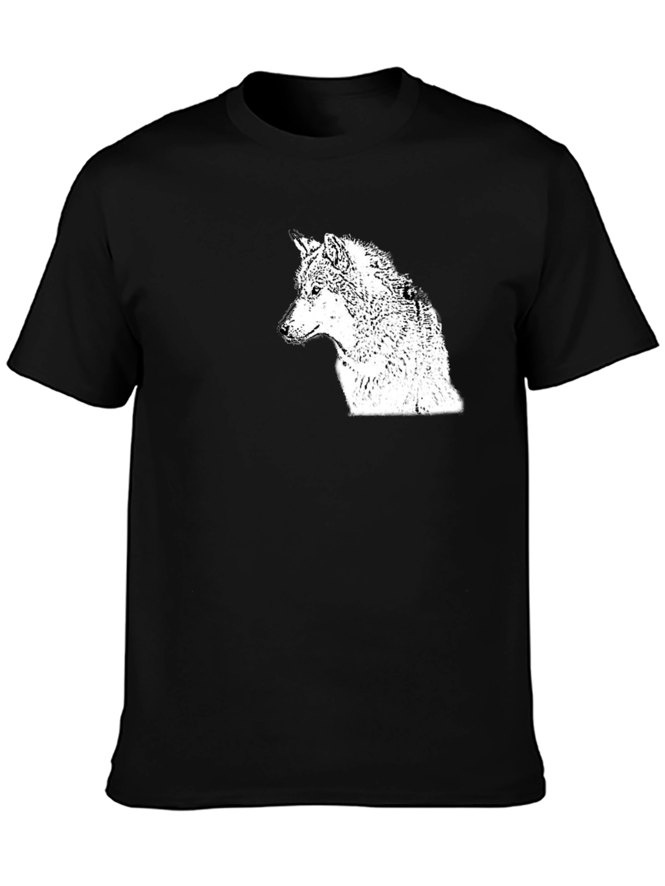 Black Wolf Graphic Tee - Mens Casual T-Shirt