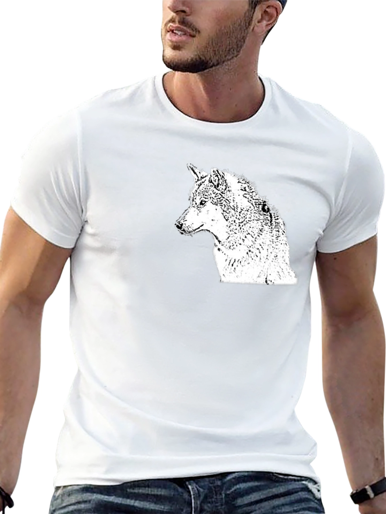 Black Wolf Graphic Tee - Mens Casual T-Shirt