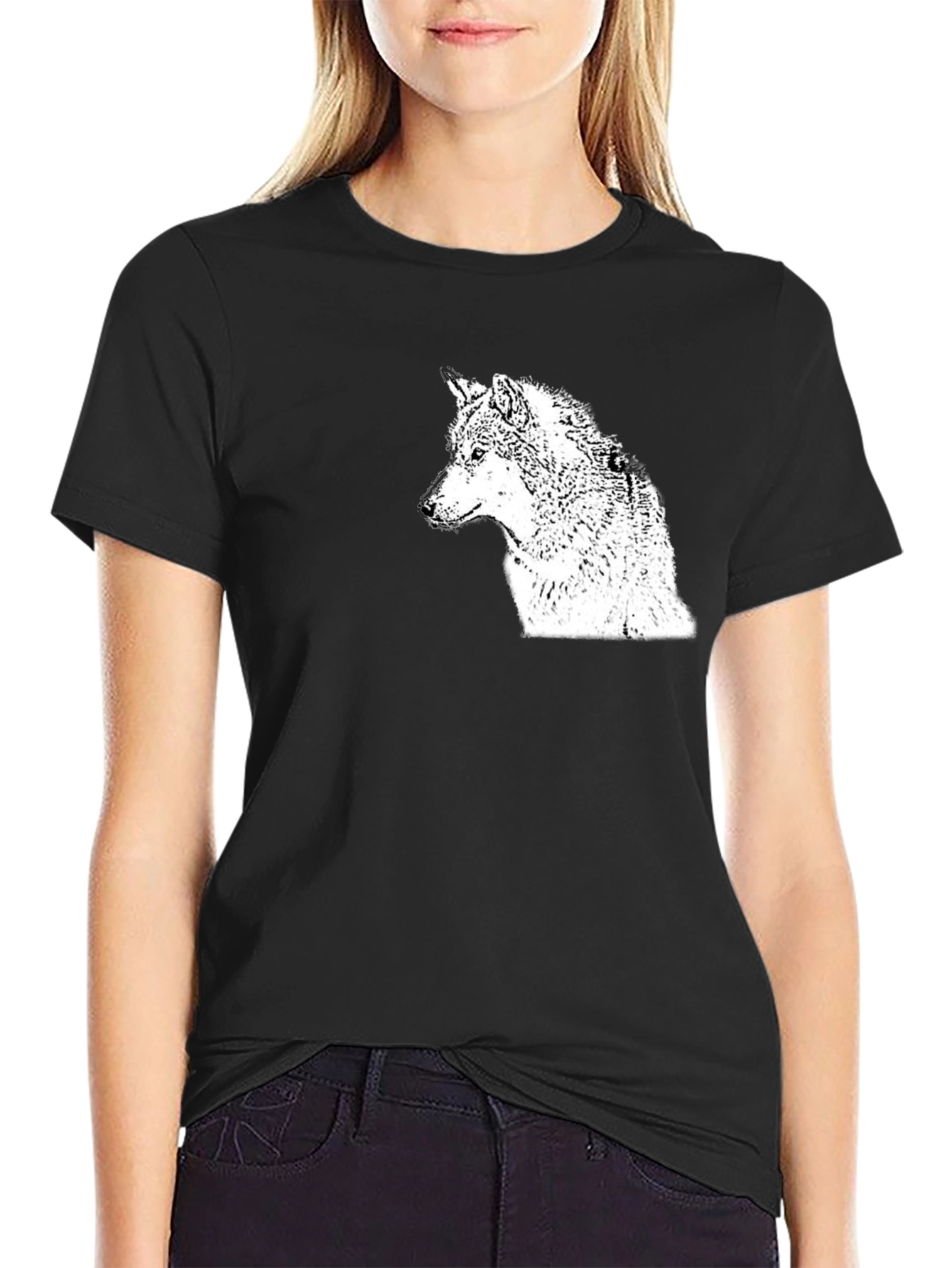 Black Wolf Graphic Tee - Mens Casual T-Shirt