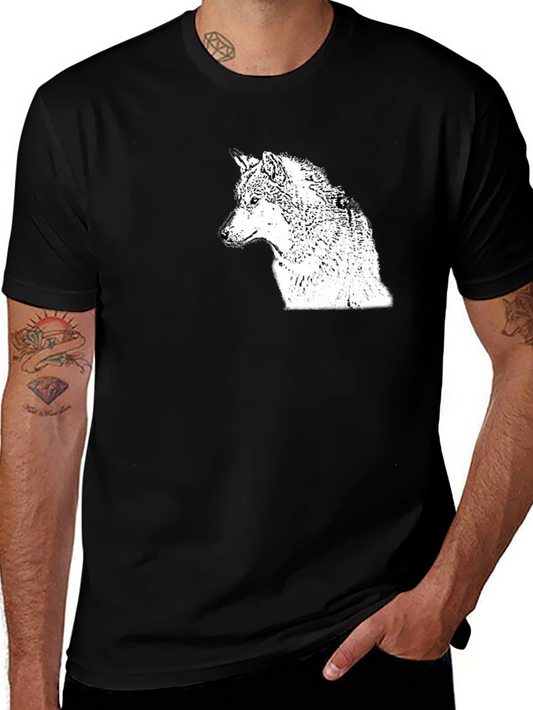 Black Wolf Graphic Tee - Mens Casual T-Shirt