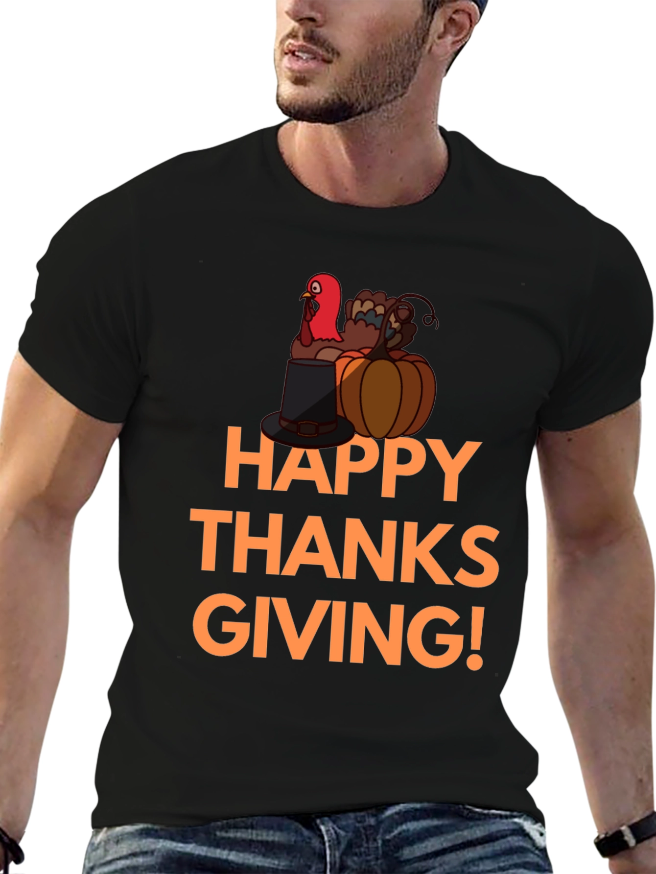 Happy Thanksgiving Turkey Graphic T-Shirt