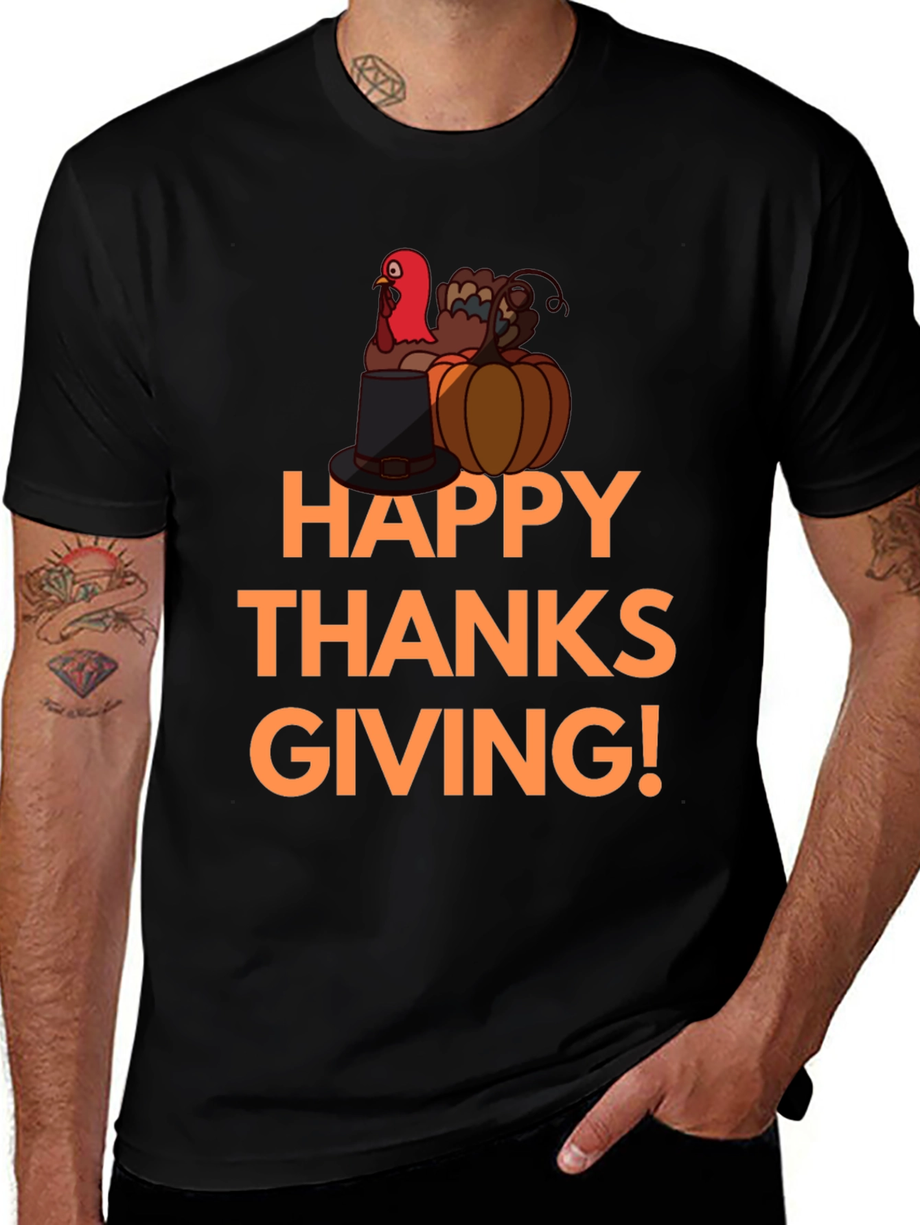 Happy Thanksgiving Turkey Graphic T-Shirt