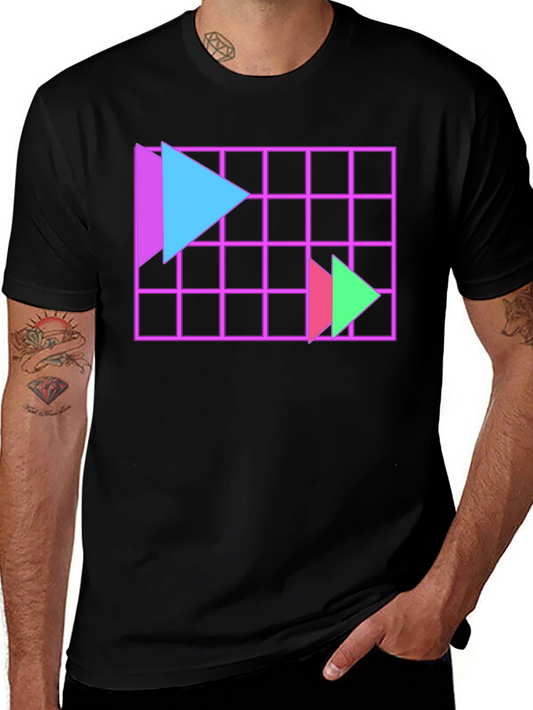 Retro Wave Grid T-Shirt - Geometric Design