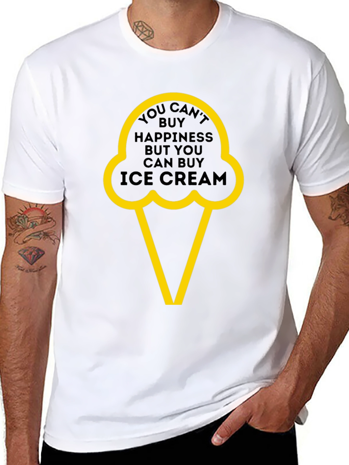 Ice Cream Happiness Graphic Tee - Black